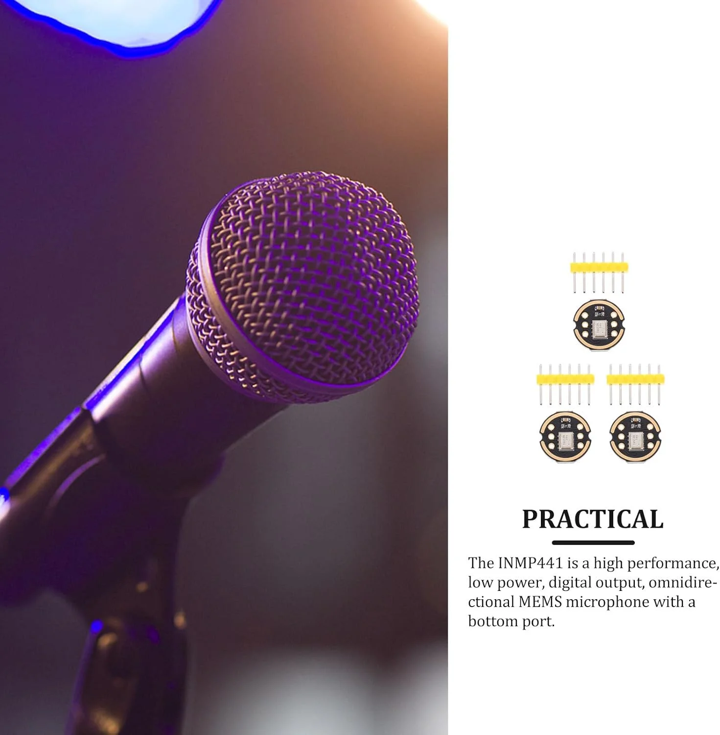 Abaodam 3 عدد ماژول میکروفون همه جهته با رابط I2S، دقت بالا، مصرف انرژی پایین، پاسخ فرکانسی تخت 60 هرتز تا 15 کیلوهرتز، سازگار با Esp32