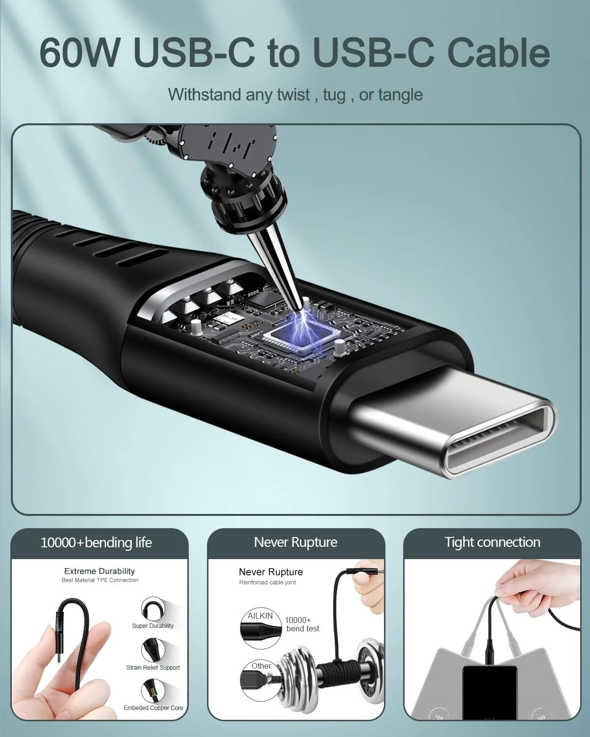 کابل USB نوع C برای Apple iPhone 16 16e 15 Pro Max، بسته 2 عددی کابل شارژ سریع 6 فوتی، کابل نوع C به C برای Samsung Galaxy S25 S24 S23 Ultra، Huawei Mate 70 Pro، OPPO Reno 12 Android USBC Cord کابل USB نوع C برای Apple iPhone 16 16e 15 Pro Max، بسته 2 عددی کابل شارژ سریع 6 فوتی، کابل نوع C به C برای Samsung Galaxy S25 S24 S23 Ultra، Huawei Mate 70 Pro، OPPO Reno 12 Android USBC Cord