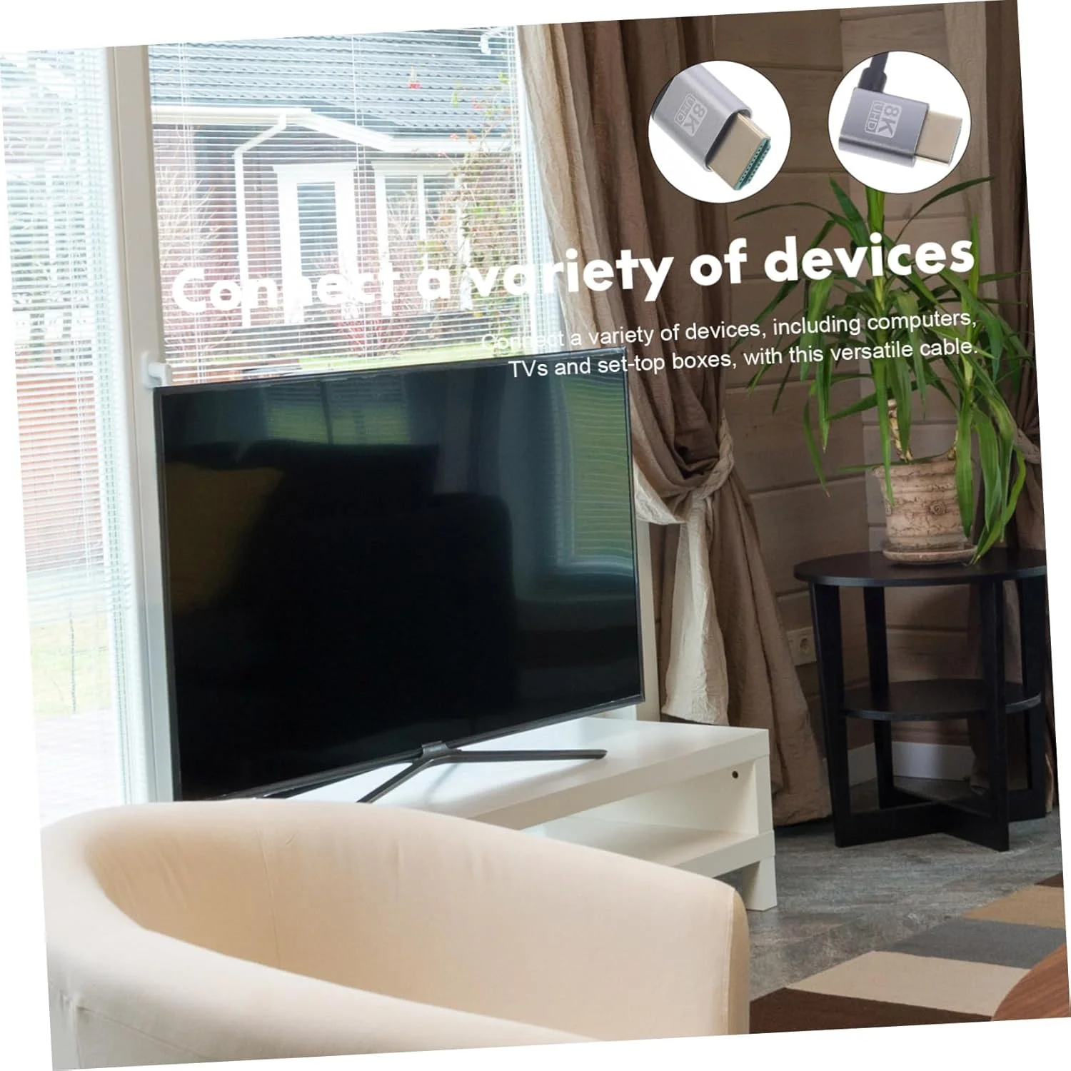 کابل ویدیو برای مانیتور، آداپتور انعطاف پذیر با اتصال جانبی برای لپ تاپ و تلویزیون، اتصال طولانی برای کیفیت تصویر واضح و سریع