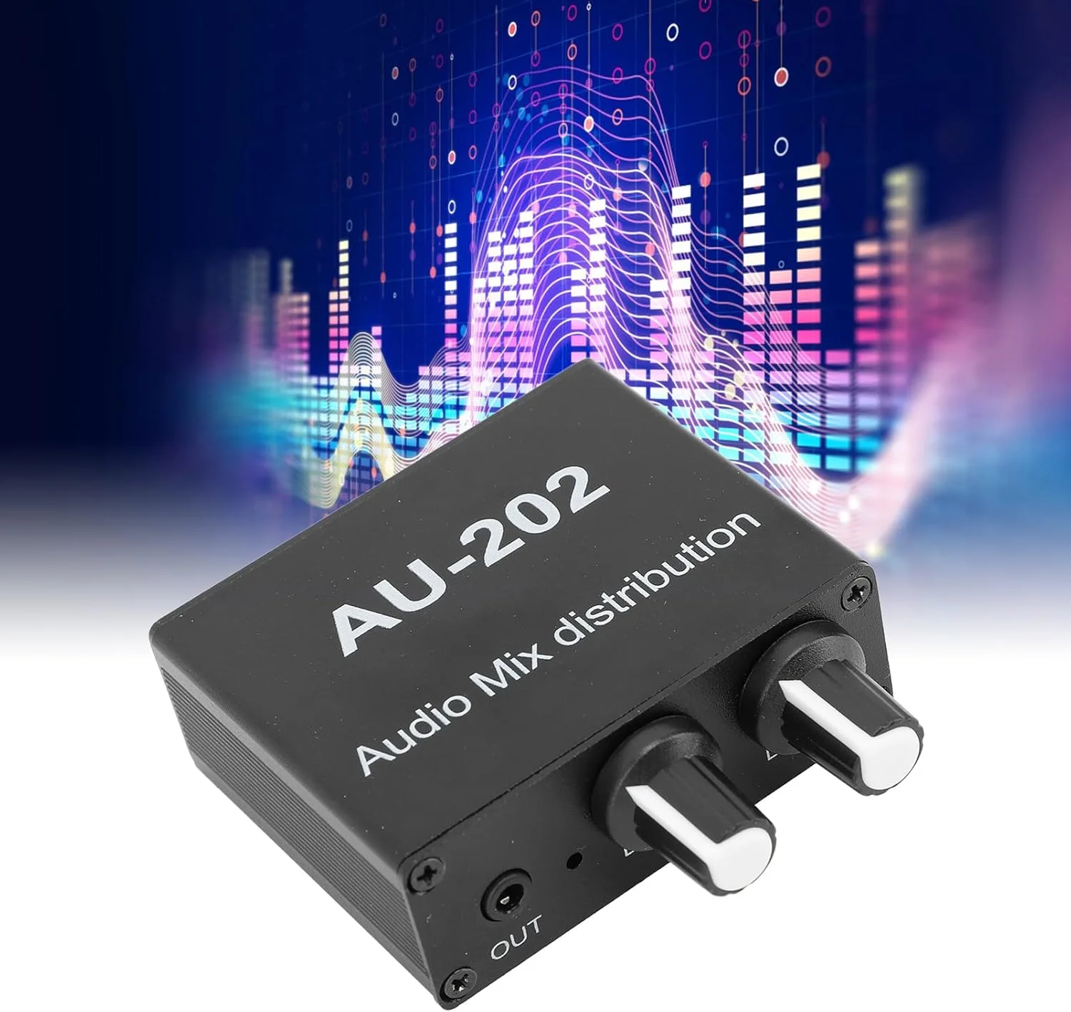 میکسر صوتی استریو، 2 ورودی 2 خروجی با تنظیم صدا، همراه با کابل صدای 3.5 میلی‌متری و کنترل مستقل صدا برای کامپیوتر، لپ‌تاپ و هدفون DC 5-24 ولت