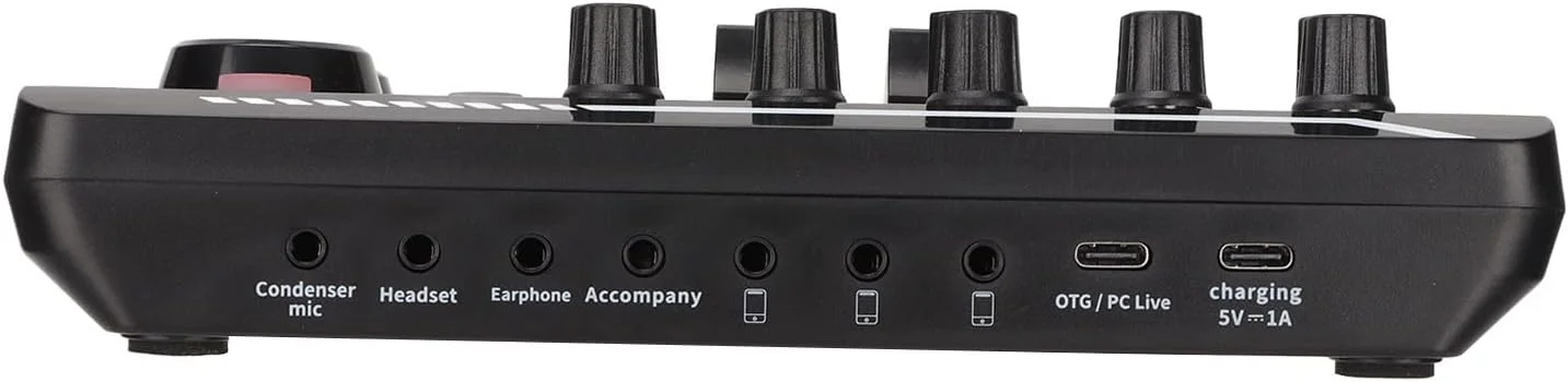 کارت صدای زنده USB سانگویو، میکسر دو کاناله 16 بیتی قابل حمل برای کامپیوتر و تلفن های همراه، بسته تجهیزات پادکست DJ برای استودیوی کارائوکه آکوستیک، جنس ABS