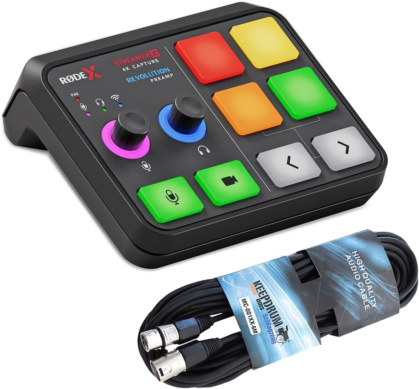 Rode X Streamer X کارت ضبط ویدیو و رابط صوتی برای استریمینگ، گیمینگ و تولید محتوا + کابل XLR کیپ درام