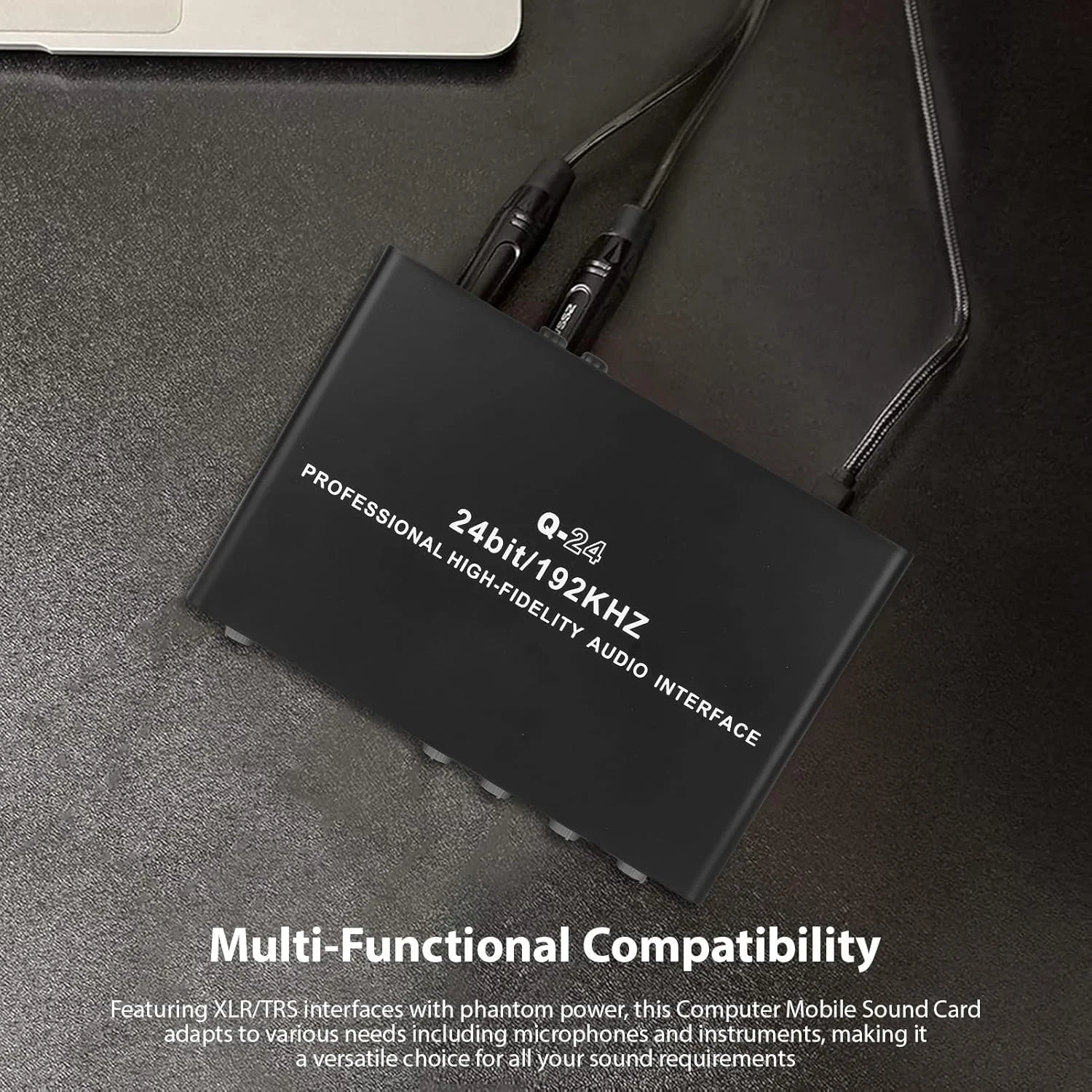 کارت صدای ورودی کامپیوتر 2 کاناله، ضبط کننده صدا XLR TRS فانتوم پاور 192 کیلوهرتز 24 بیتی برای استریم گیتار