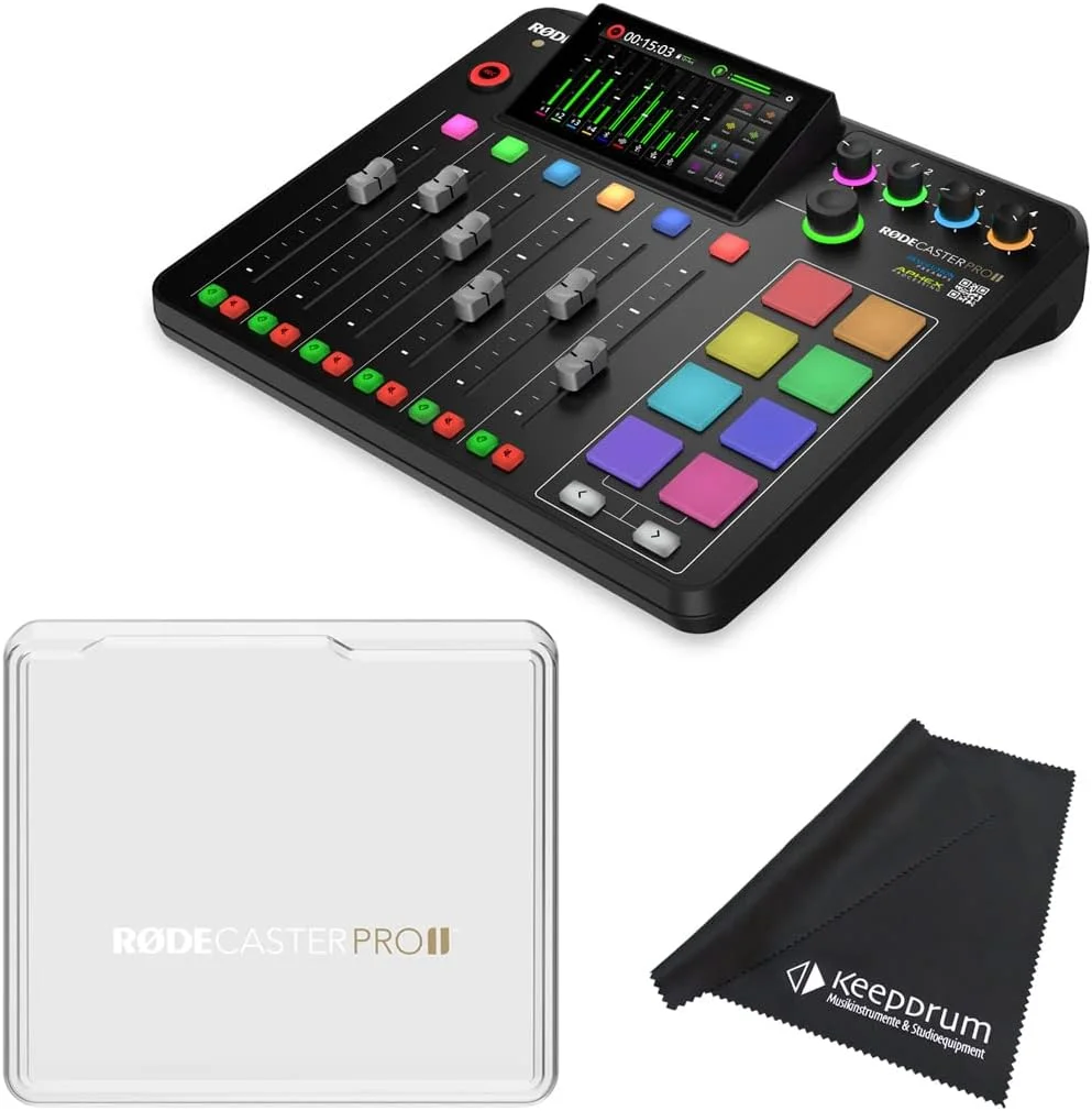 استودیوی تولید صدا Rode Rodecaster Pro II + کاور RodeCover 2 + دستمال میکروفایبر keepdrum استودیوی تولید صدا Rode Rodecaster Pro II + کاور RodeCover 2 + دستمال میکروفایبر keepdrum