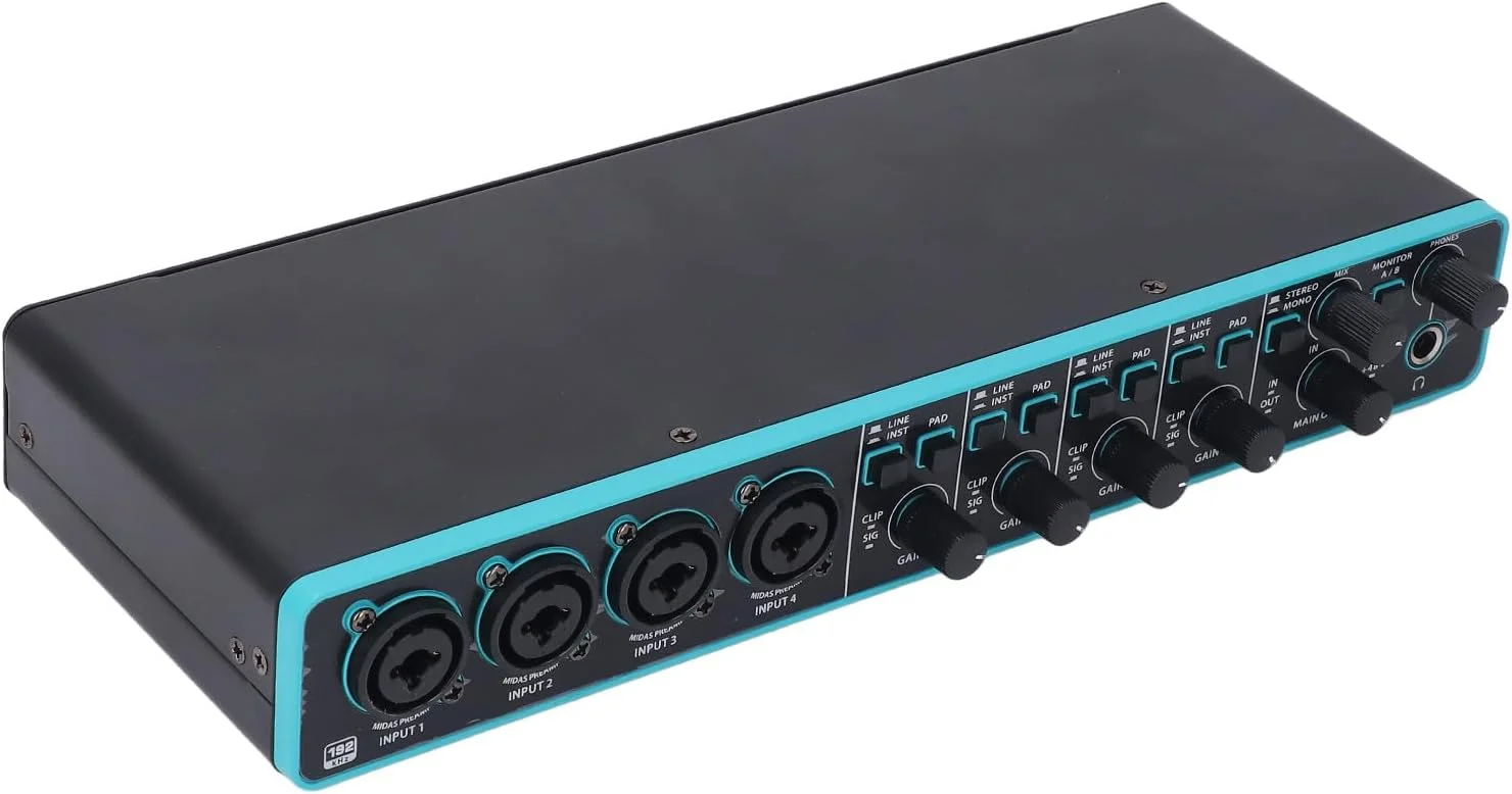 اینترفیس صدای USB حرفهای Dilwe با کیفیت بالا، 4 ورودی و 4 خروجی، ضبط 192 کیلوهرتز برای نوازندگان و مهندسان صدا اینترفیس صدای USB حرفهای Dilwe با کیفیت بالا، 4 ورودی و 4 خروجی، ضبط 192 کیلوهرتز برای نوازندگان و مهندسان صدا