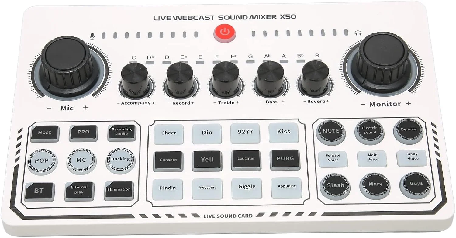 میکسر صوتی حرفه ای، پکیج تجهیزات پادکست، کارت صدای USB خارجی با 12 جلوه صوتی گرم کننده، کارت صدای زنده و رابط صوتی برای ضبط پادکست پخش زنده میکسر صوتی حرفه ای، پکیج تجهیزات پادکست، کارت صدای USB خارجی با 12 جلوه صوتی گرم کننده، کارت صدای زنده و رابط صوتی برای ضبط پادکست پخش زنده