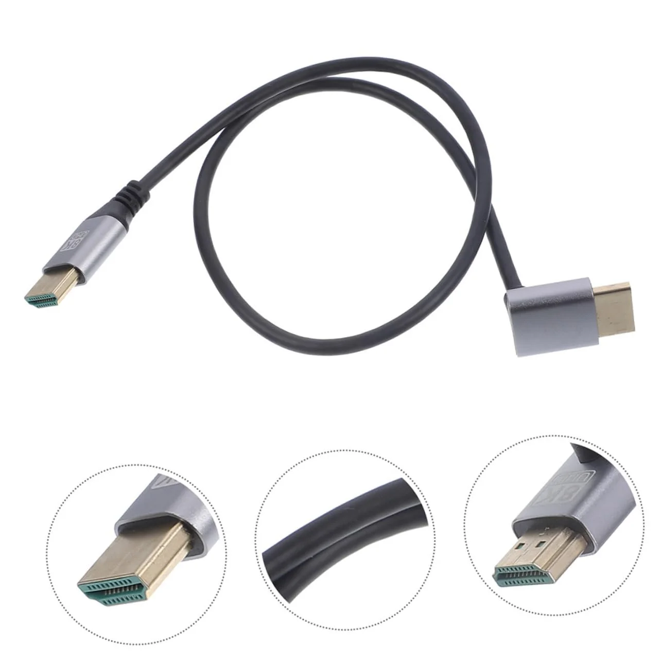 کابل ویدئو با زاویه رو به بالا نر به نر، انعطاف پذیر و بادوام برای اتصالات تلویزیون، کامپیوتر و مانیتور