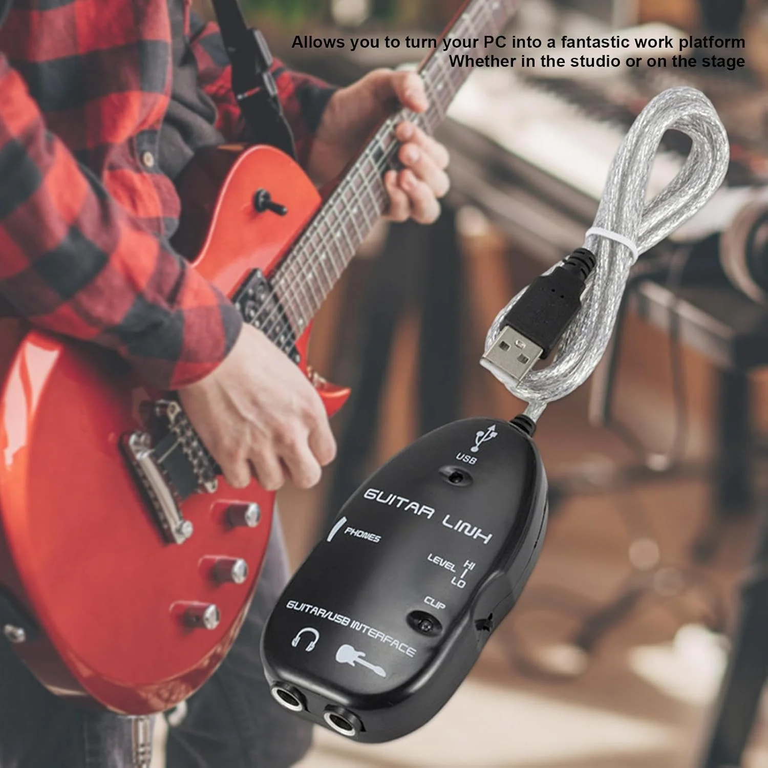 کابل گیتار USB - رابط USB اتصال گیتار، کابل صوتی برای ضبط موسیقی کامپیوتر، دارای استحکام بالا و مقاومت در برابر سایش