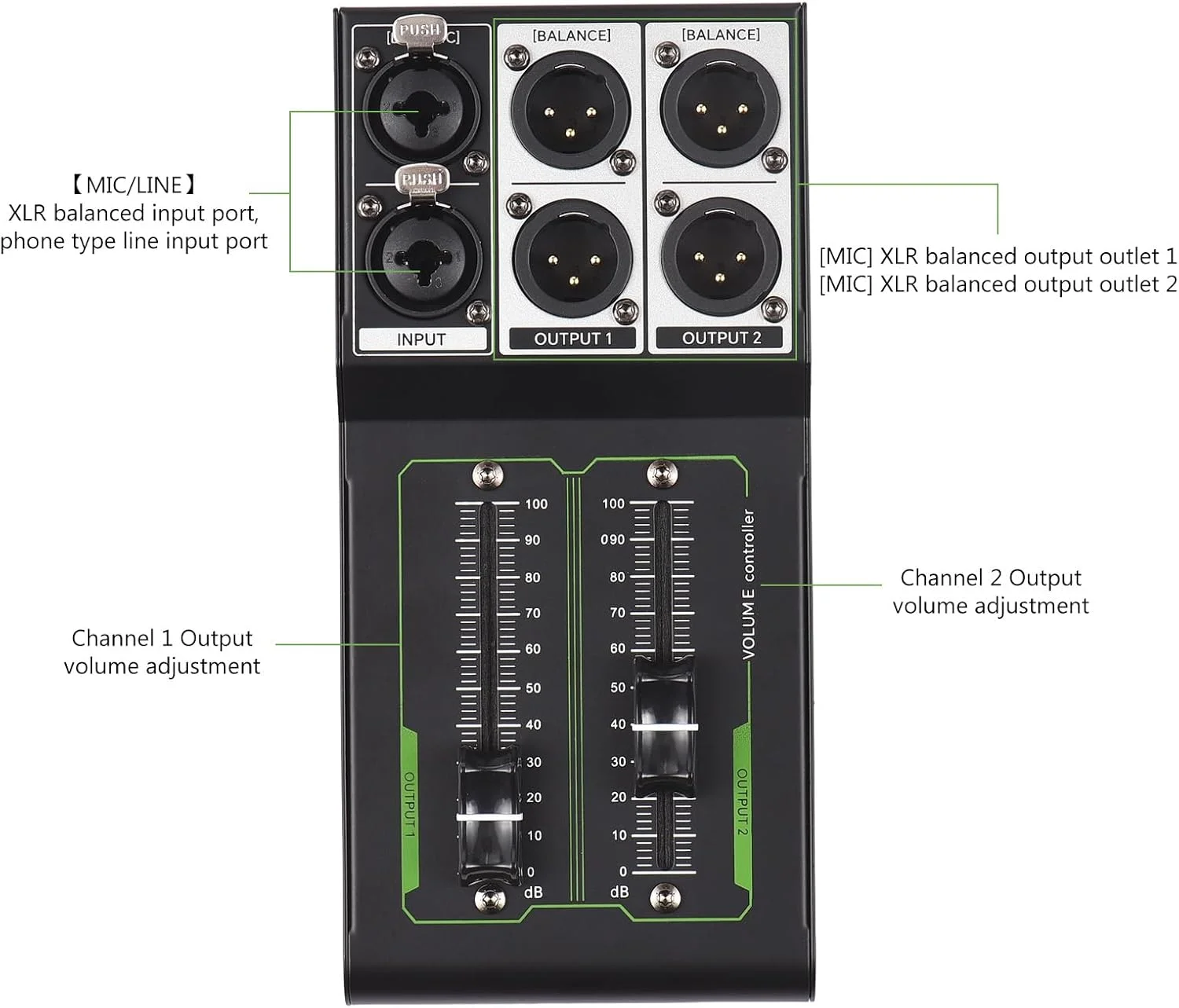 کنترل کننده حجم صدای غیرفعال فلزی Btuty، تنظیم کننده دقیق صدا، پلاگ اند پلی، ورودی/خروجی استریو XLR، پشتیبانی از پخش کننده های DVD، کارت های صدا، کامپیوتر، رابط صوتی