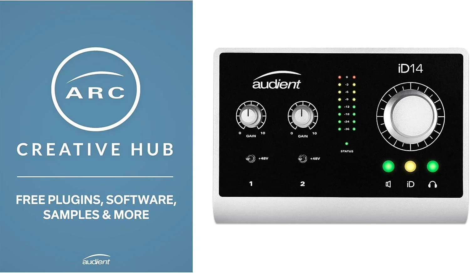 اینترفیس صوتی USB Audient iD14 با پری امپ میکروفون، 10 ورودی / 4 خروجی، فانتوم پاور 48 ولت، میکس و پنینگ مانیتور، خروجی جک 6.3 میلی متری، مبدل AD/DA