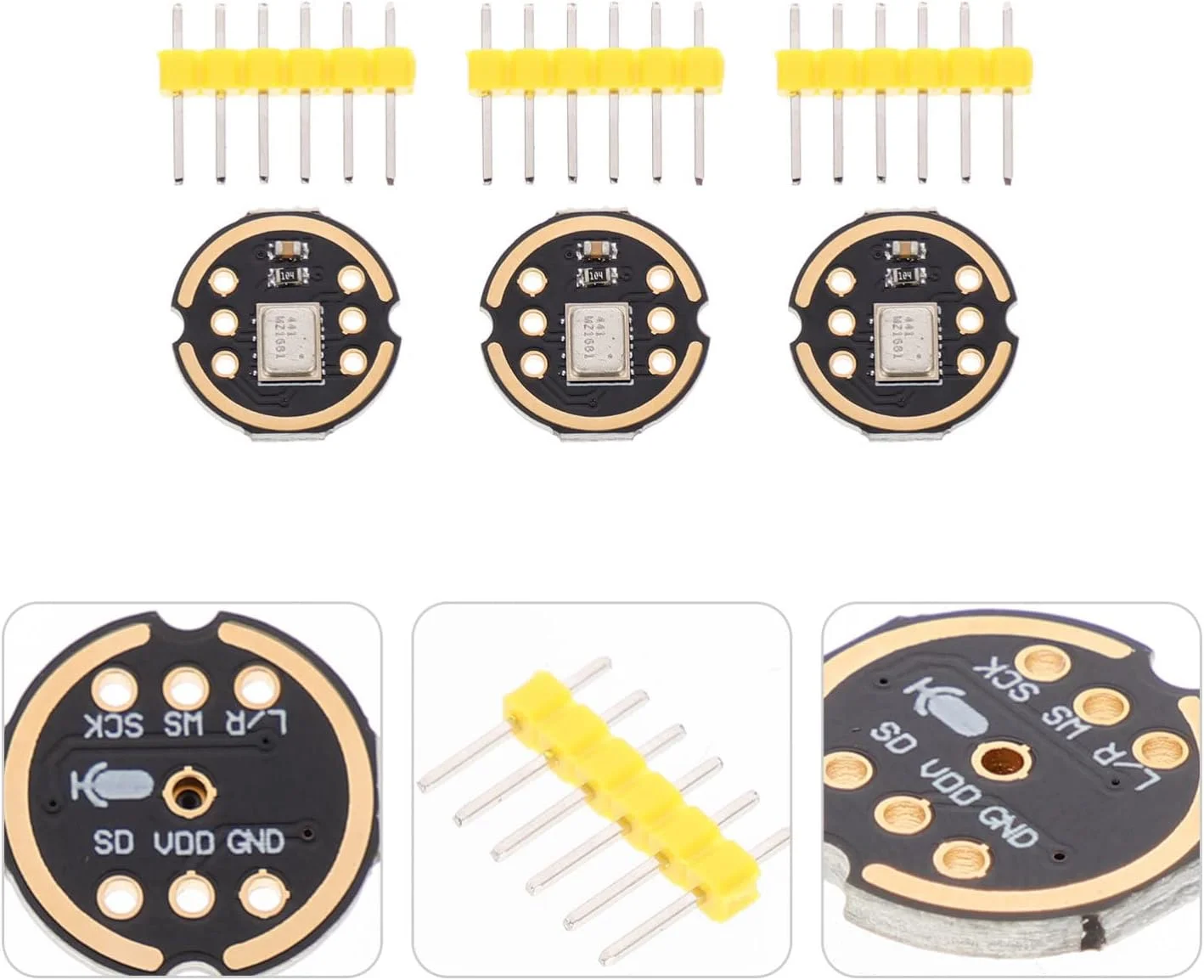 FRCOLOR 3 عدد ماژول میکروفون همه جهته با دقت بالا با رابط I2S خروجی دیجیتال کم مصرف سازگار با Esp32 برای کاربردهای میدان نزدیک