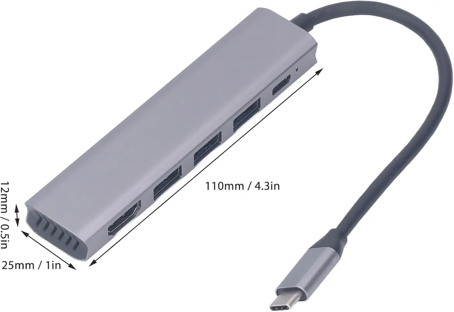 آداپتور هاب 5 در 1 Type-C USB، اسپلیتر رابط چند رسانه ای 4K-HD، توسعه دهنده قابل حمل با خنک کننده خوب، پورت های USB متعدد برای نمایشگر لپ تاپ