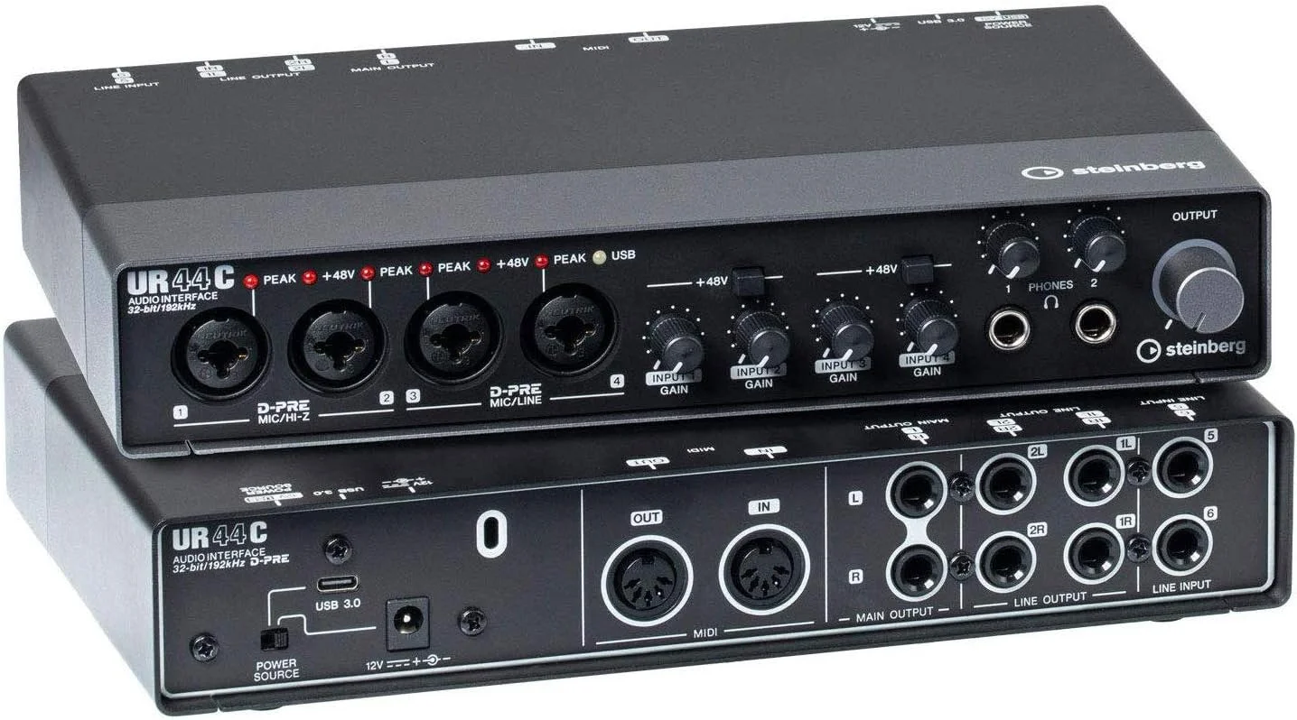 کارت صدای Steinberg UR44C USB 3.0 به همراه نرم‌افزارهای Cubase AI، Cubasis LE و Steinberg Plus