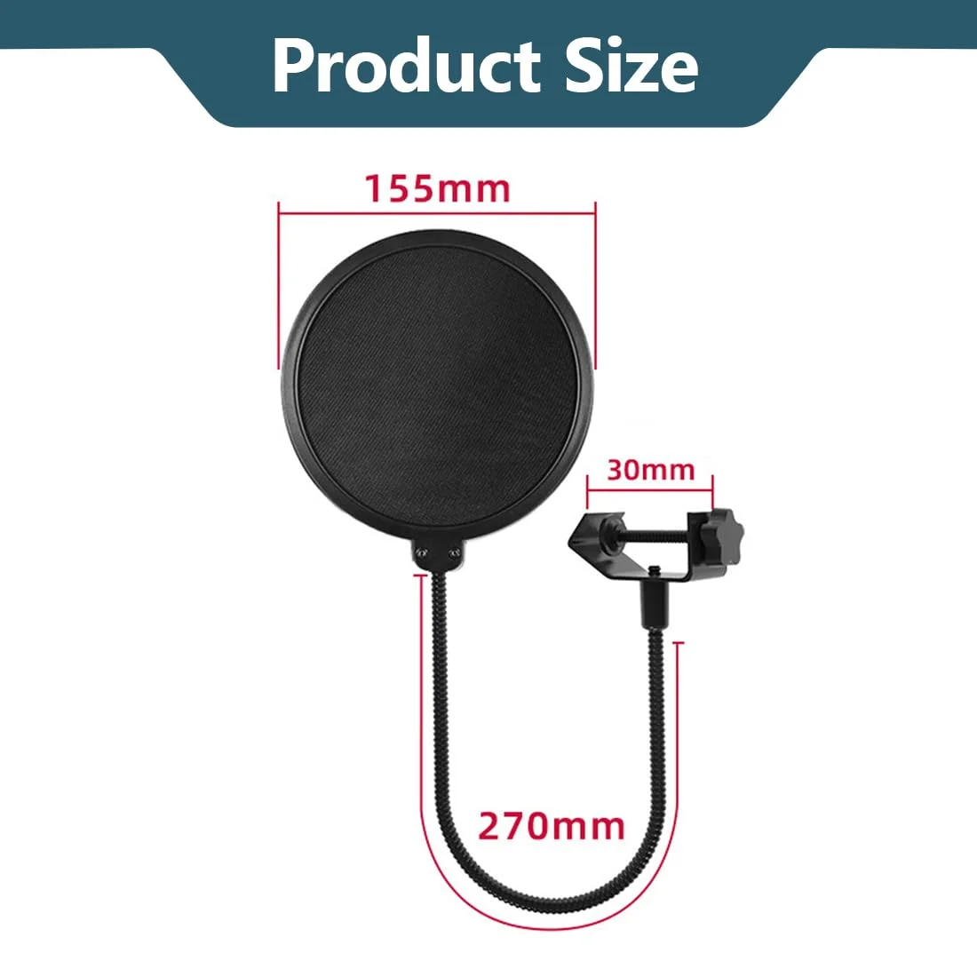 فیلتر پاپ میکروفون حرفه ای، محافظ ماسک، فوم محافظ باد میکروفون، محافظ پاپ میکروفون (برای بلو یتی، اسنوبال، کوادکست و هر میکروفون دیگر)