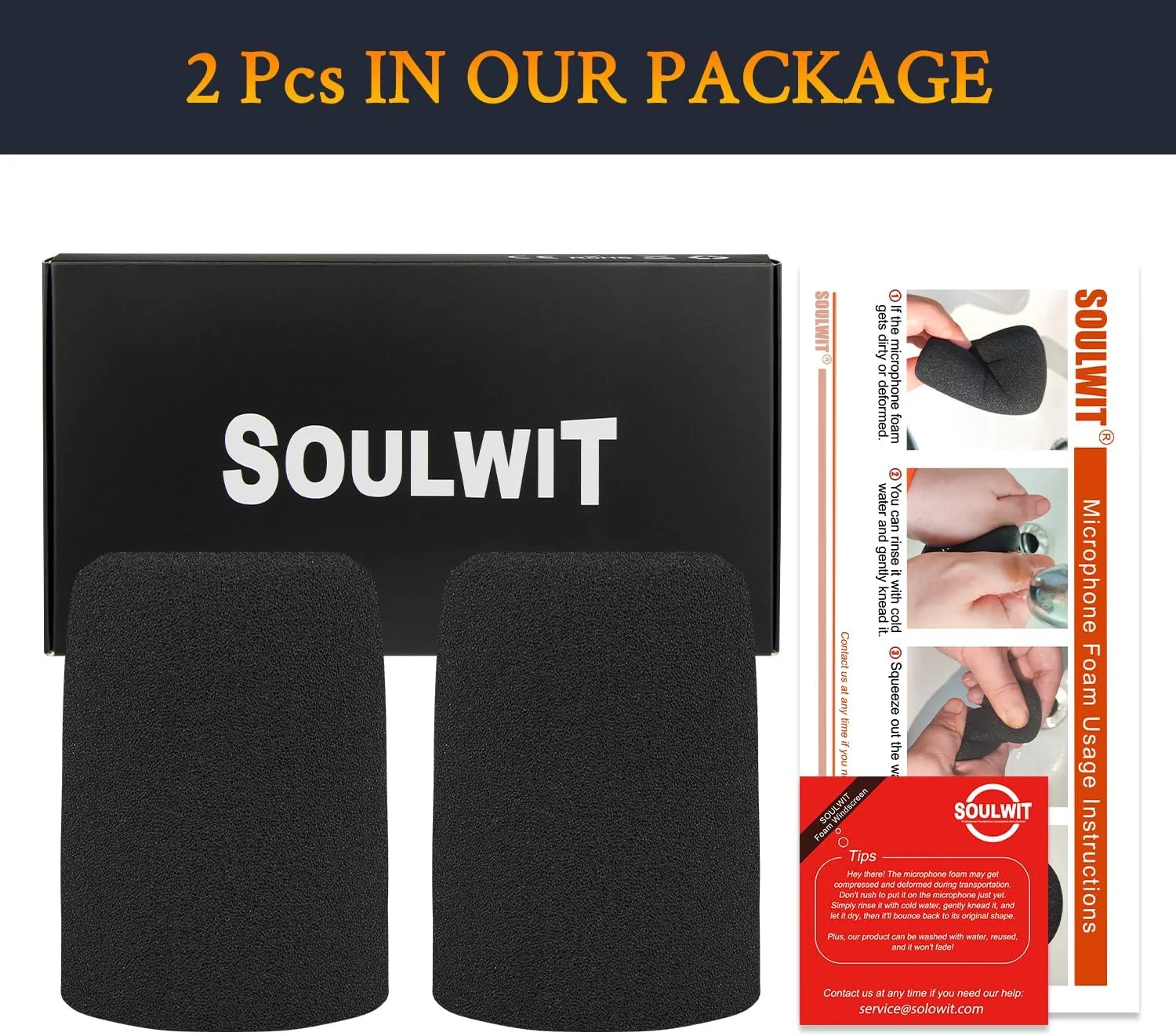 SOULWIT دو عدد فیلتر پاپ میکروفون برای میکروفون‌های داینامیک پادکست Shure MV7+، محافظ فوم میکروفون، محافظ باد