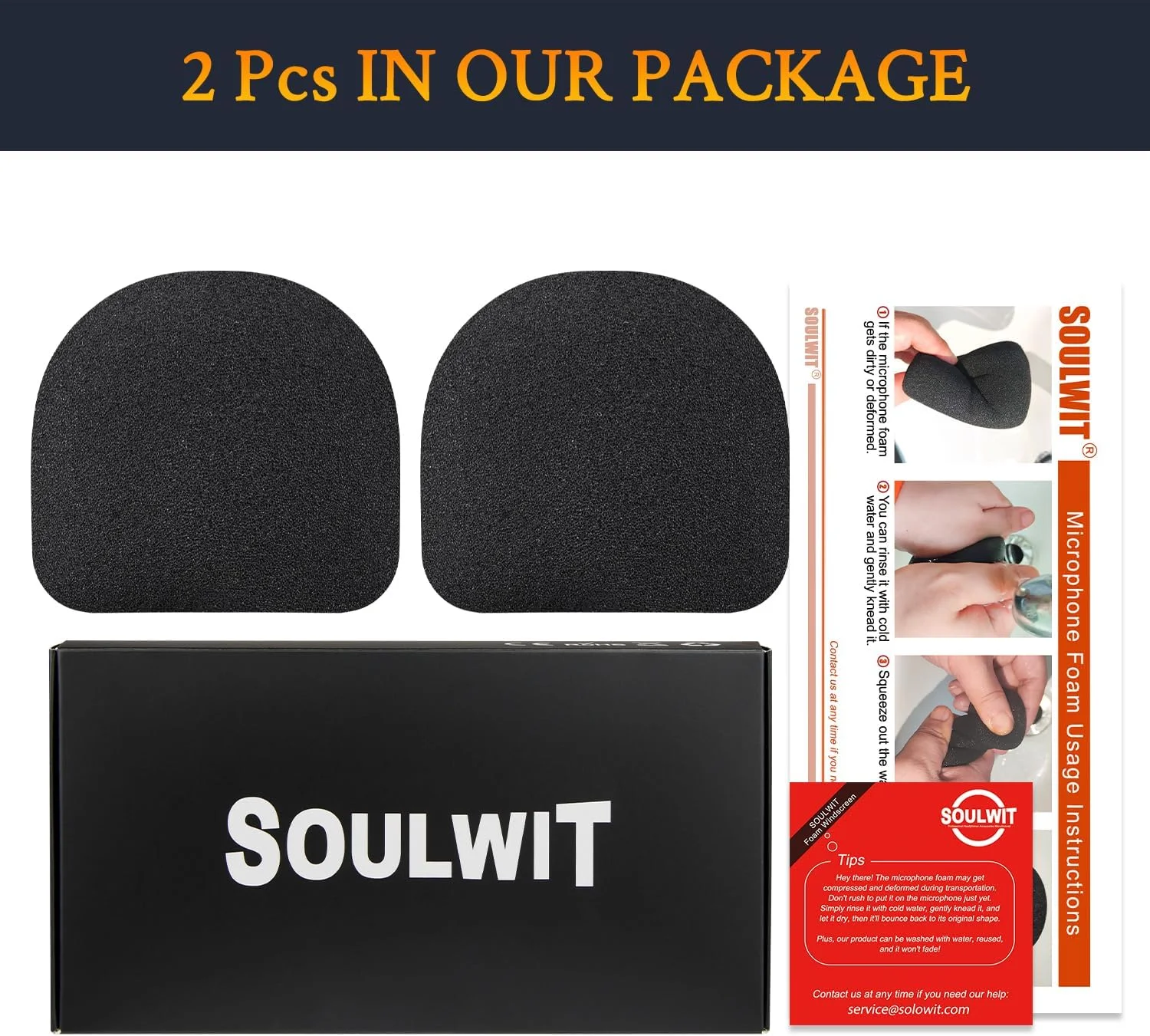 فیلتر پاپ میکروفون SOULWIT بسته 2 عددی برای میکروفون‌های USB Blue Yeti/Yeti Pro، محافظ فوم میکروفون پوشش بادگیر برای Logitech for Creator