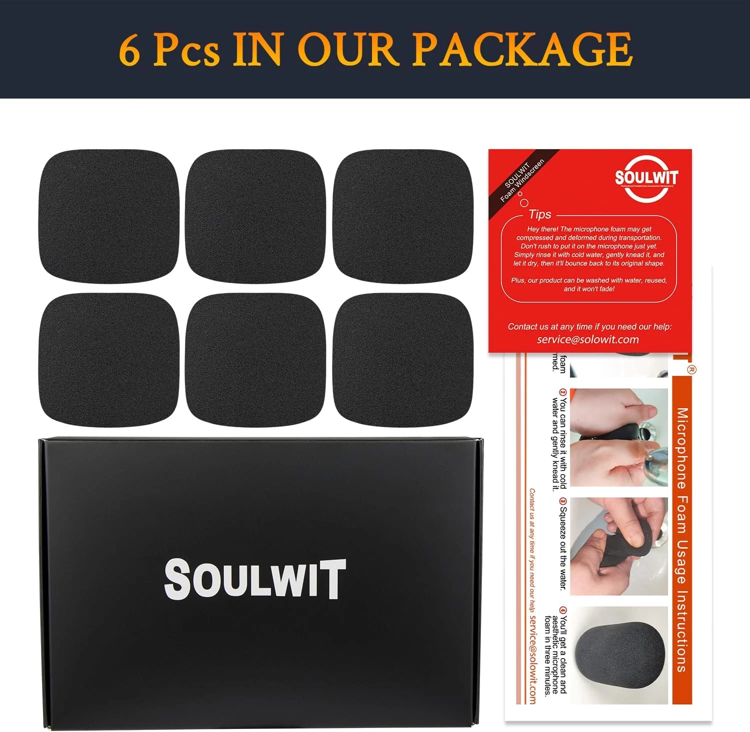فیلتر پاپ میکروفون SOULWIT بسته 6 عددی مناسب برای Shure SM57(SM57LC/SM57-LCE)/SM57 Pro، محافظ اسفنجی میکروفون ضد باد