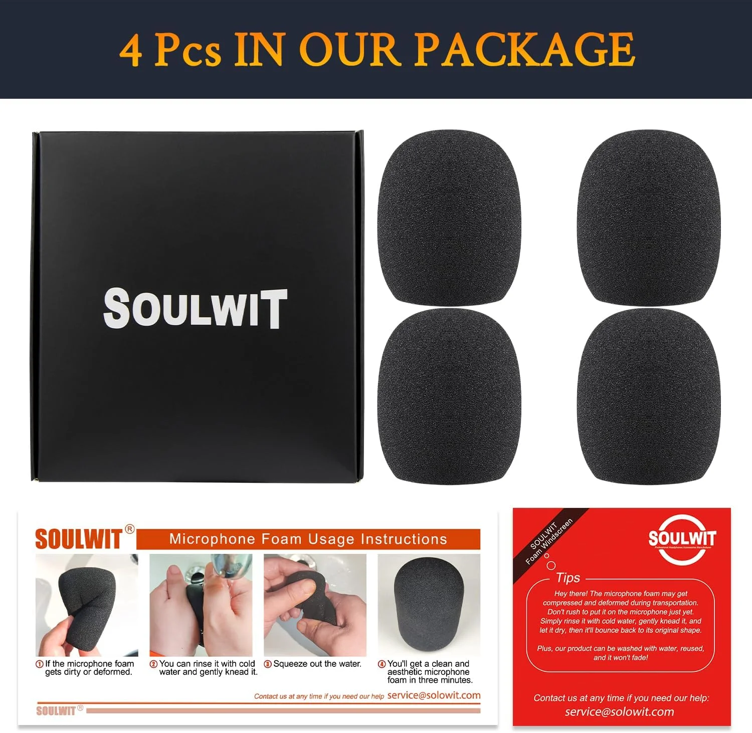 فیلتر پاپ میکروفون SOULWIT بسته 4 عددی برای میکروفون های کاندنسر مدادی AKG P170، محافظ فوم میکروفون، محافظ باد