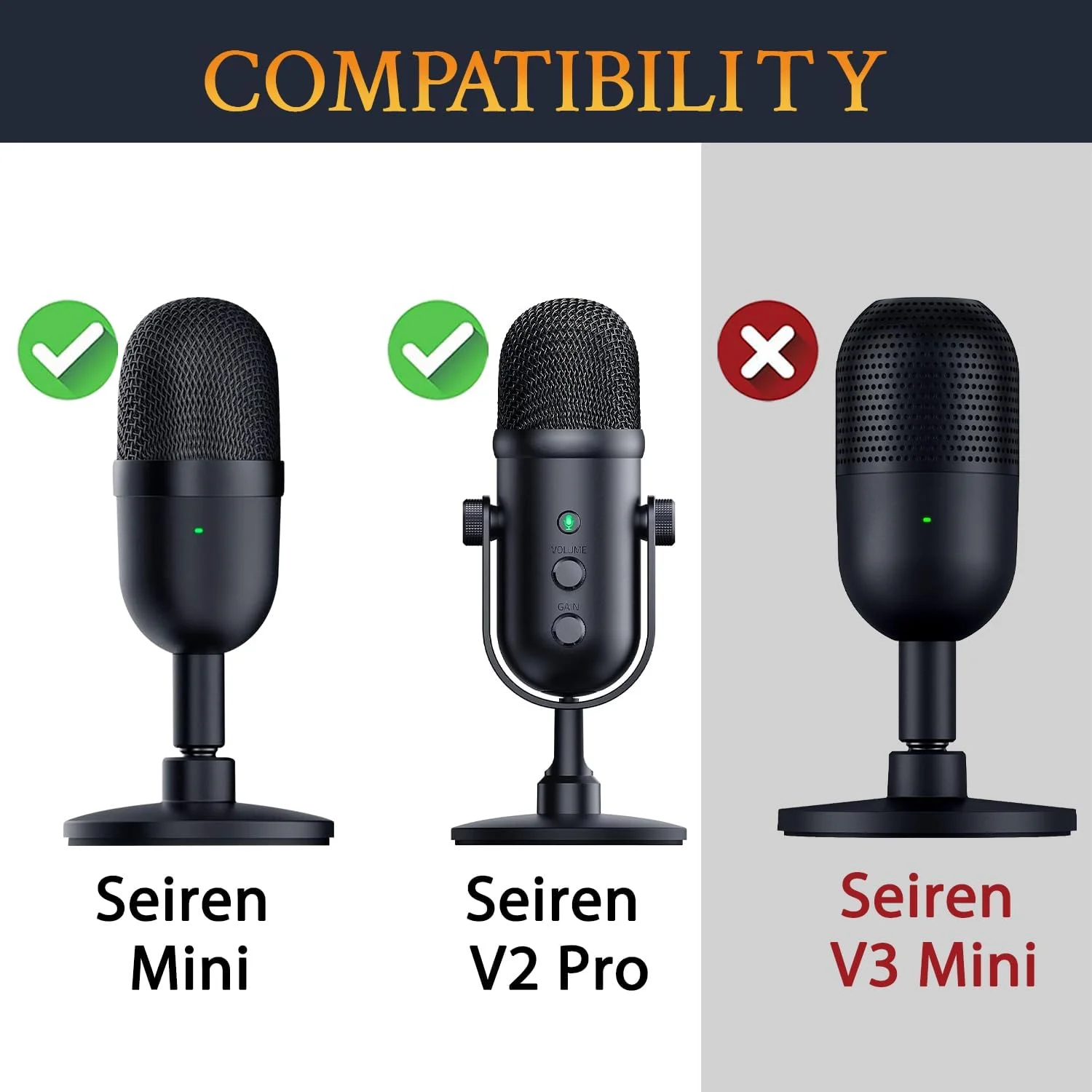 SOULWIT دو عدد فیلتر پاپ میکروفون برای Razer Seiren Mini/Seiren V2 Pro، محافظ فوم میکروفون، محافظ باد
