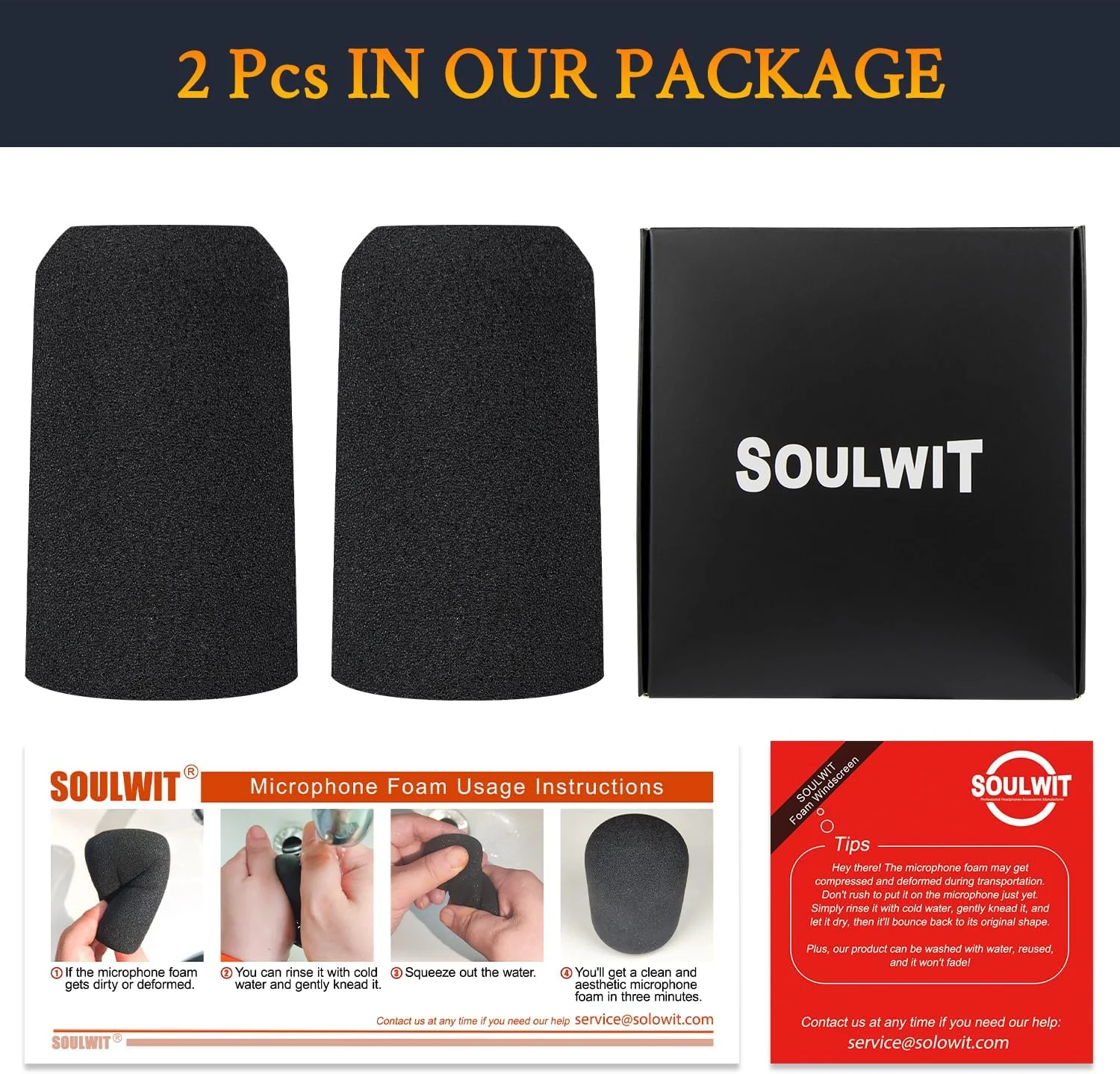 SOULWIT دو عدد فیلتر پاپ میکروفون برای Shure MV6، محافظ فوم پوشش میکروفون ضد باد