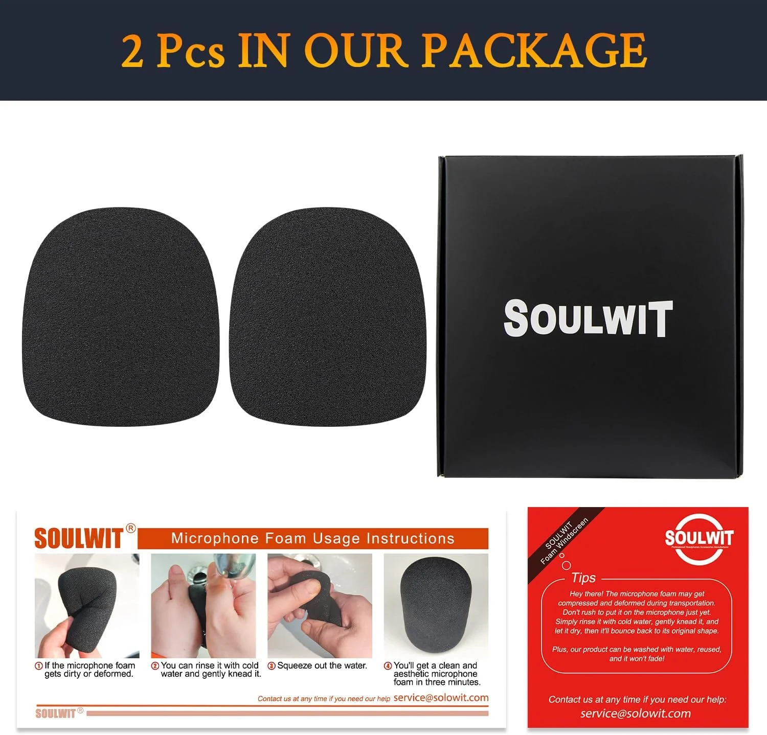 SOULWIT دو عدد فیلتر پاپ میکروفون برای Razer Seiren Mini/Seiren V2 Pro، محافظ فوم میکروفون، محافظ باد