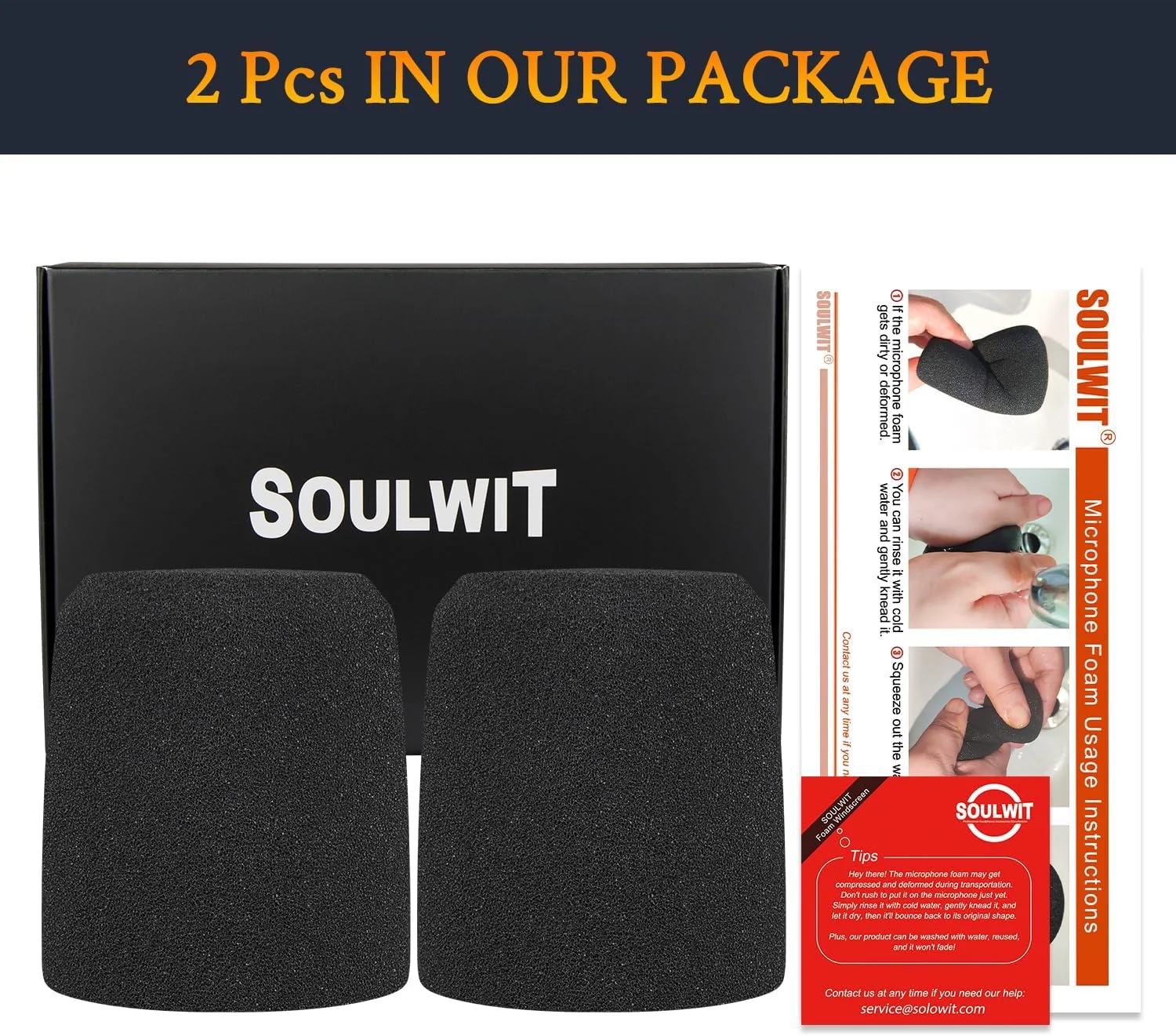 SOULWIT دو عدد فیلتر پاپ میکروفون برای Shure MV7/MV7X، محافظ فوم میکروفون، پوشش بادگیر