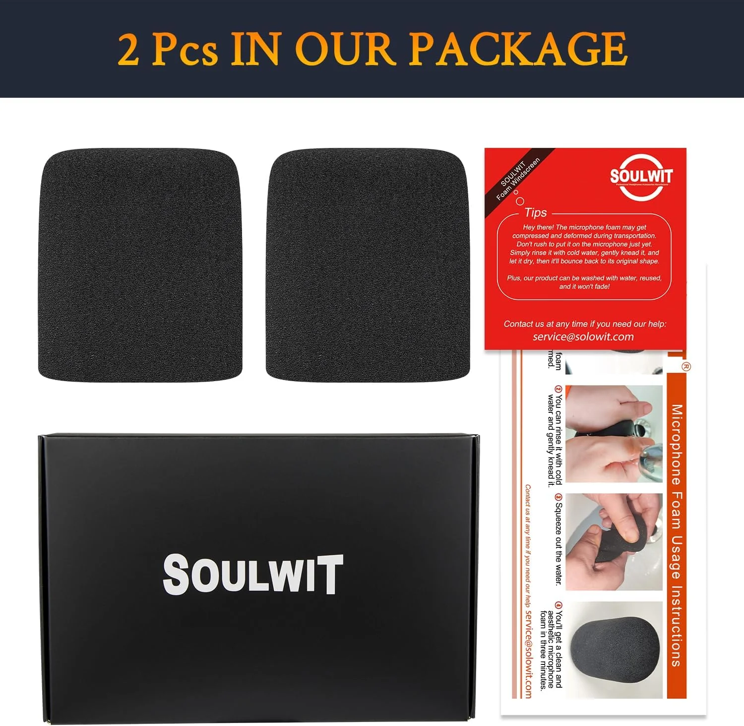 فیلتر پاپ میکروفون SOULWIT، مناسب برای میکروفون های کاندنسر AKG Pro Audio C414 XLII/XLS، محافظ فوم میکروفون، ضد باد، 2 عدد