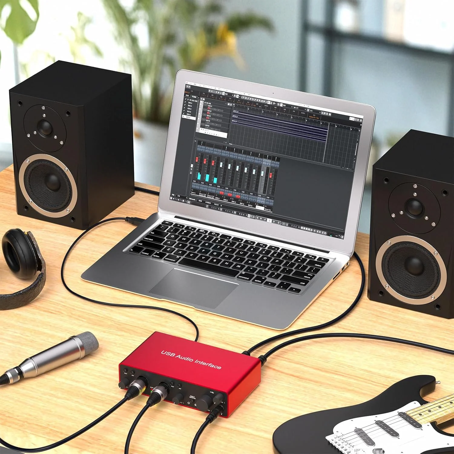 کارت صدای USB 2i2، ضبط استودیویی 24 بیت/192 کیلوهرتز، فانتوم پاور 48 ولت، نظارت بدون تاخیر - سازگار با مک/رایانه شخصی، DAW، ایده آل برای تولید موسیقی، پادکست و صداگذاری