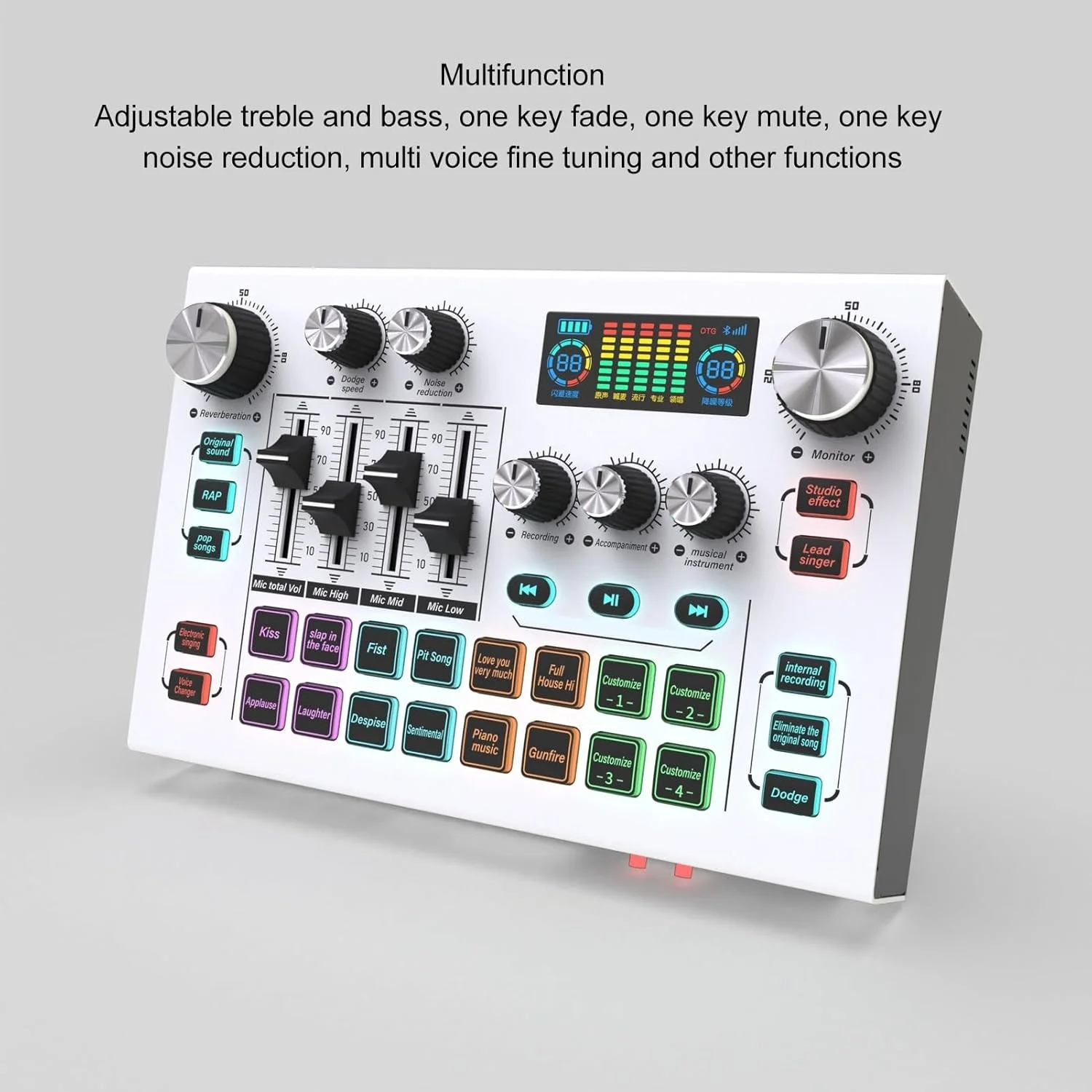 کارت صدای رابط USB، تراشه دیجیتال دوگانه، مناسب برای استودیو، پخش زنده و مهمانی، برای پخش زنده کارائوکه و صدای کامپیوتر