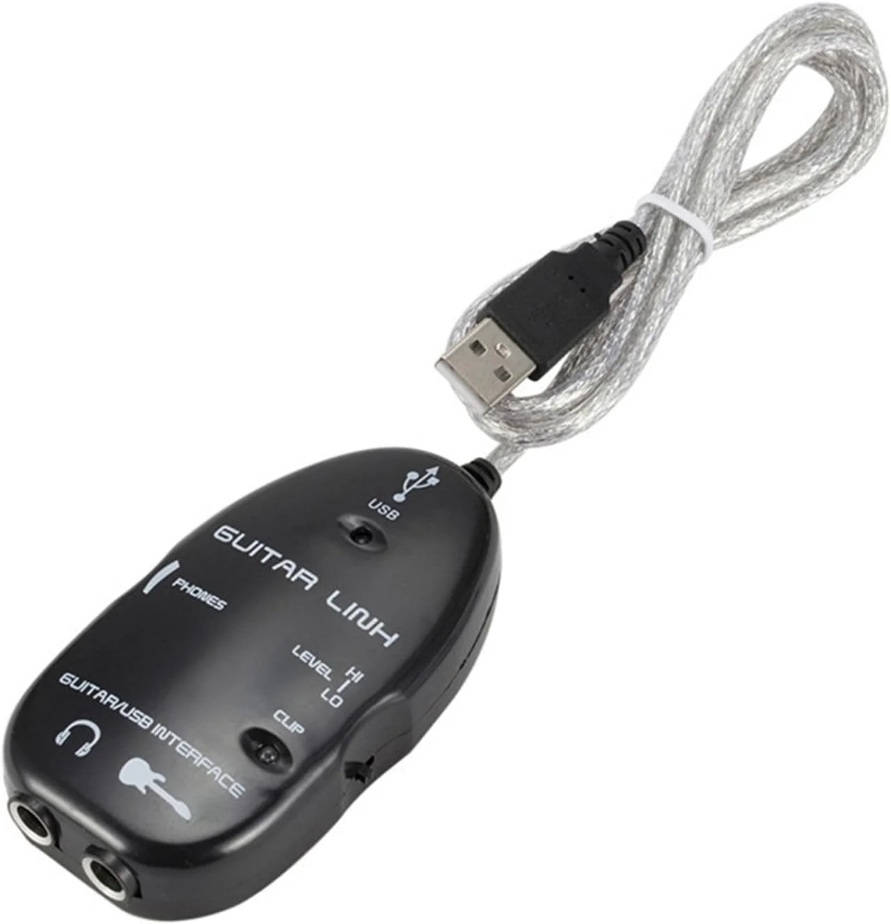 Brrnoo رابط USB -Audio، آداپتور کابل اتصال گیتار به رابط USB رابط صوتی گیتار با ضبط کننده اتصال برای کامپیوتر (مشکی)