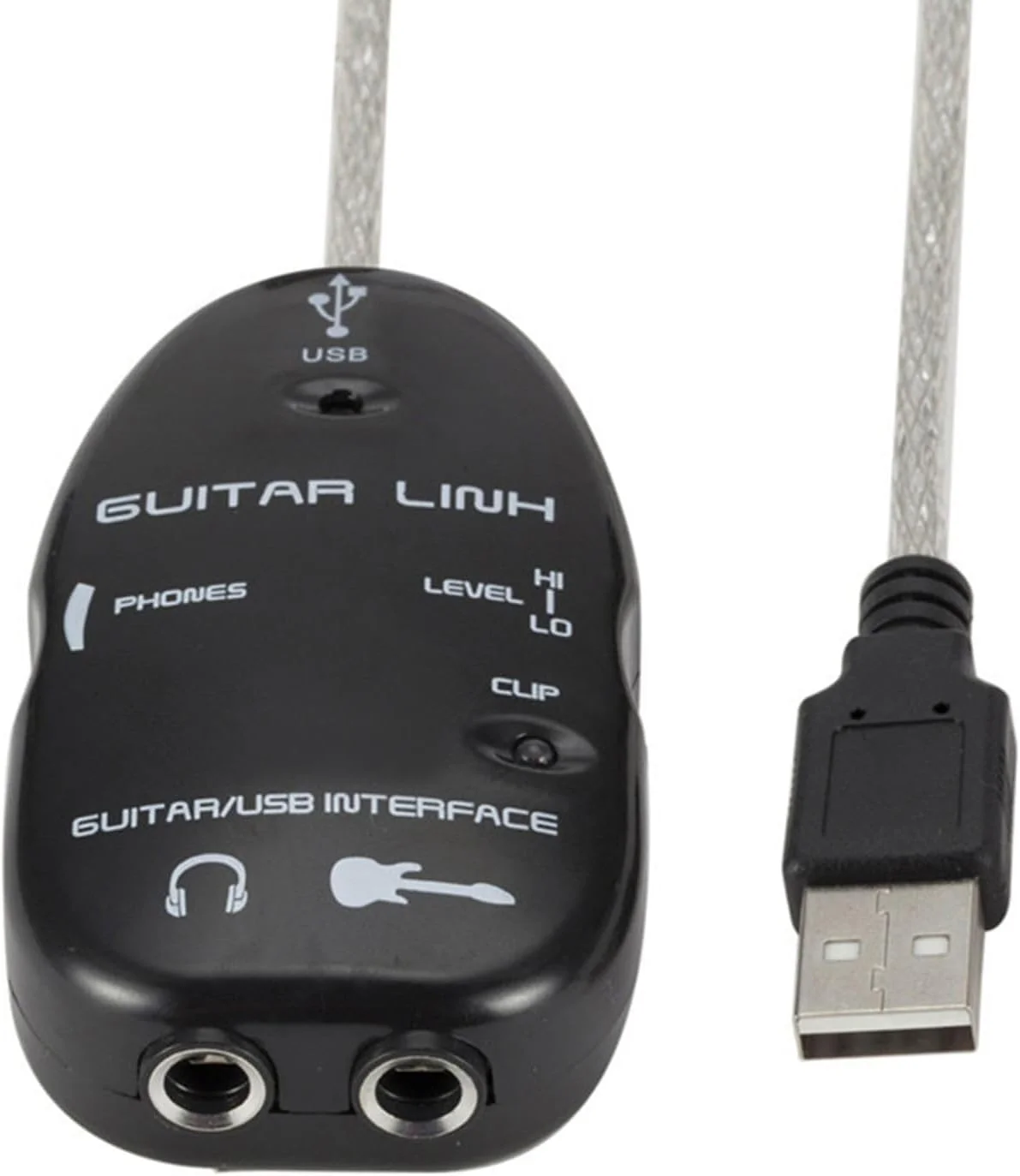 Brrnoo رابط USB -Audio، آداپتور کابل اتصال گیتار به رابط USB رابط صوتی گیتار با ضبط کننده اتصال برای کامپیوتر (مشکی)