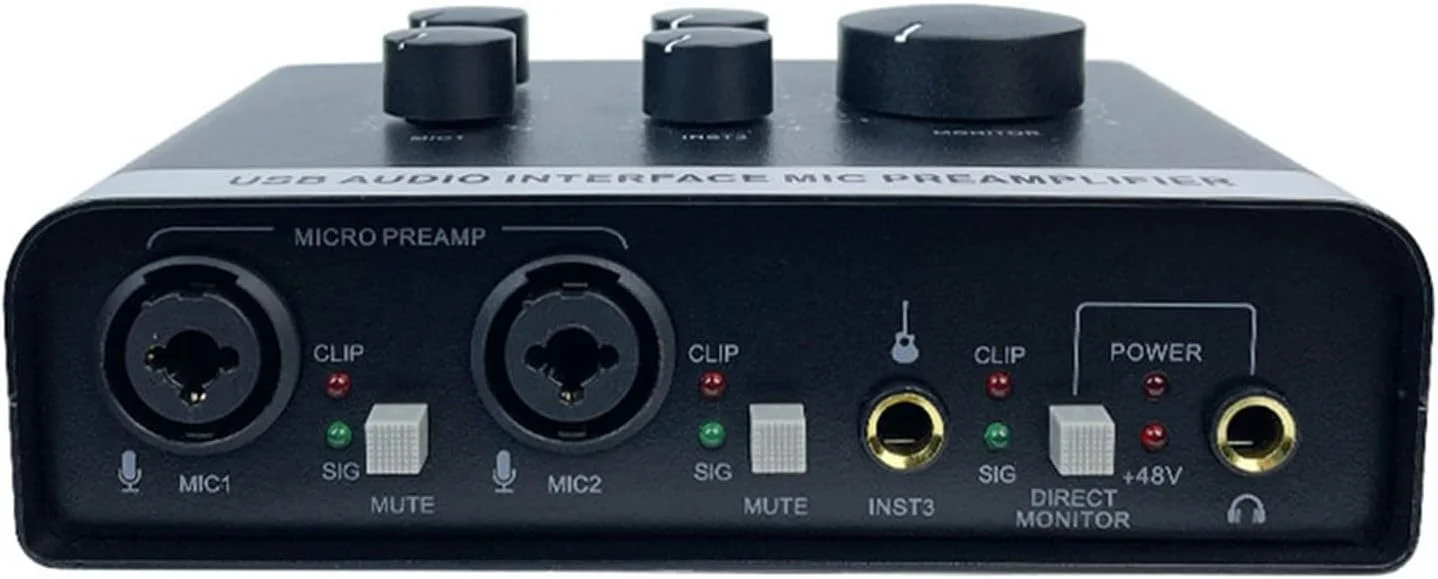 اینترفیس صوتی USB، کارت صدای ضبط کامپیوتر با فانتوم پاور 48 ولت، پری امپ میکروفون اینترفیس صدای USB با جک XLR 1/4 اینچی برای پادکست و ضبط کامپیوتر اینترفیس صوتی USB، کارت صدای ضبط کامپیوتر با فانتوم پاور 48 ولت، پری امپ میکروفون اینترفیس صدای USB با جک XLR 1/4 اینچی برای پادکست و ضبط کامپیوتر