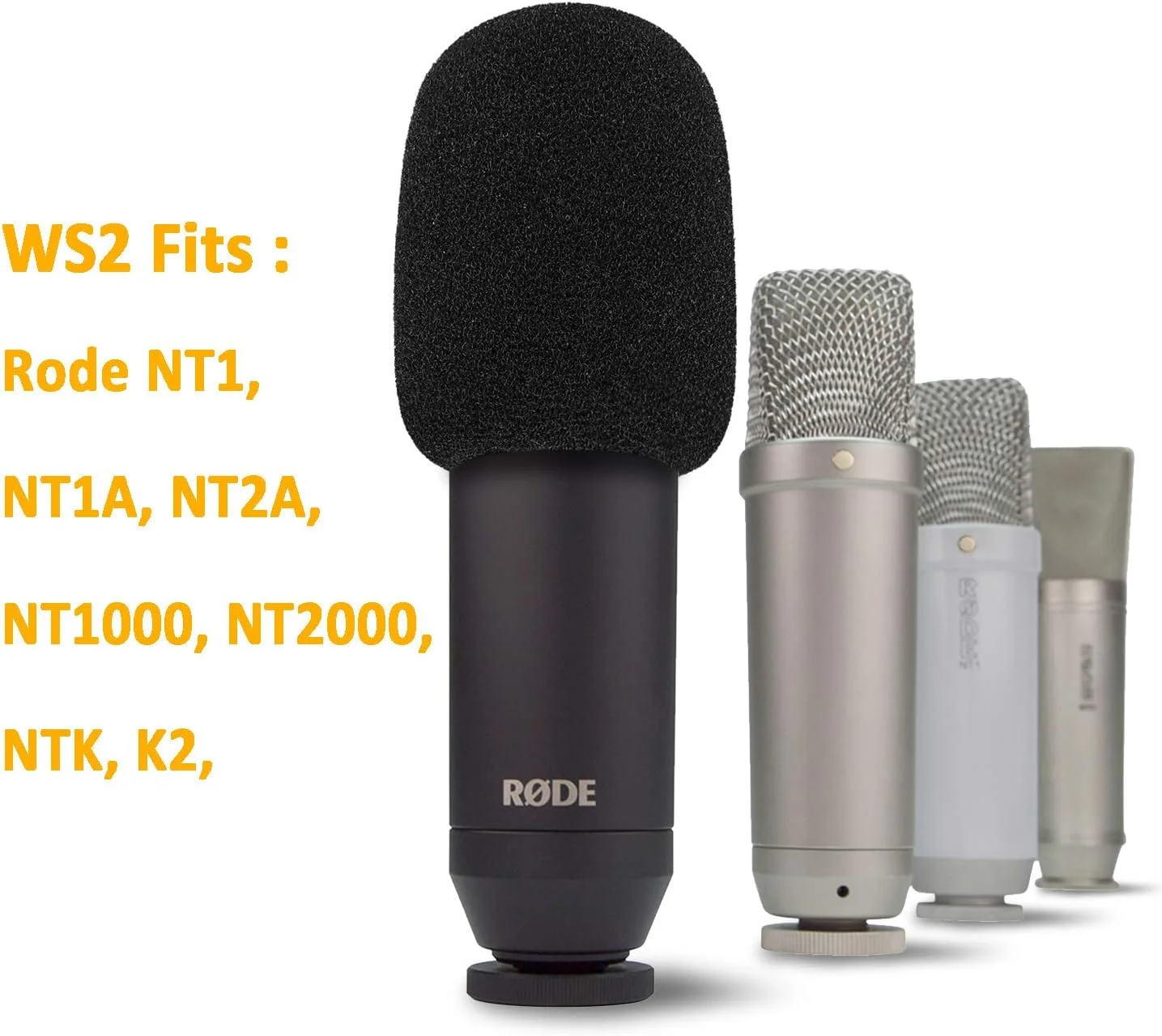 محافظ پاپ فیلتر/بادگیر میکروفون WS2، سازگار با میکروفون های Rode NT1-A، Procaster، Podcaster، NT2-A، K2، NT1000، NT2000 و Broadcaster از SUNMON