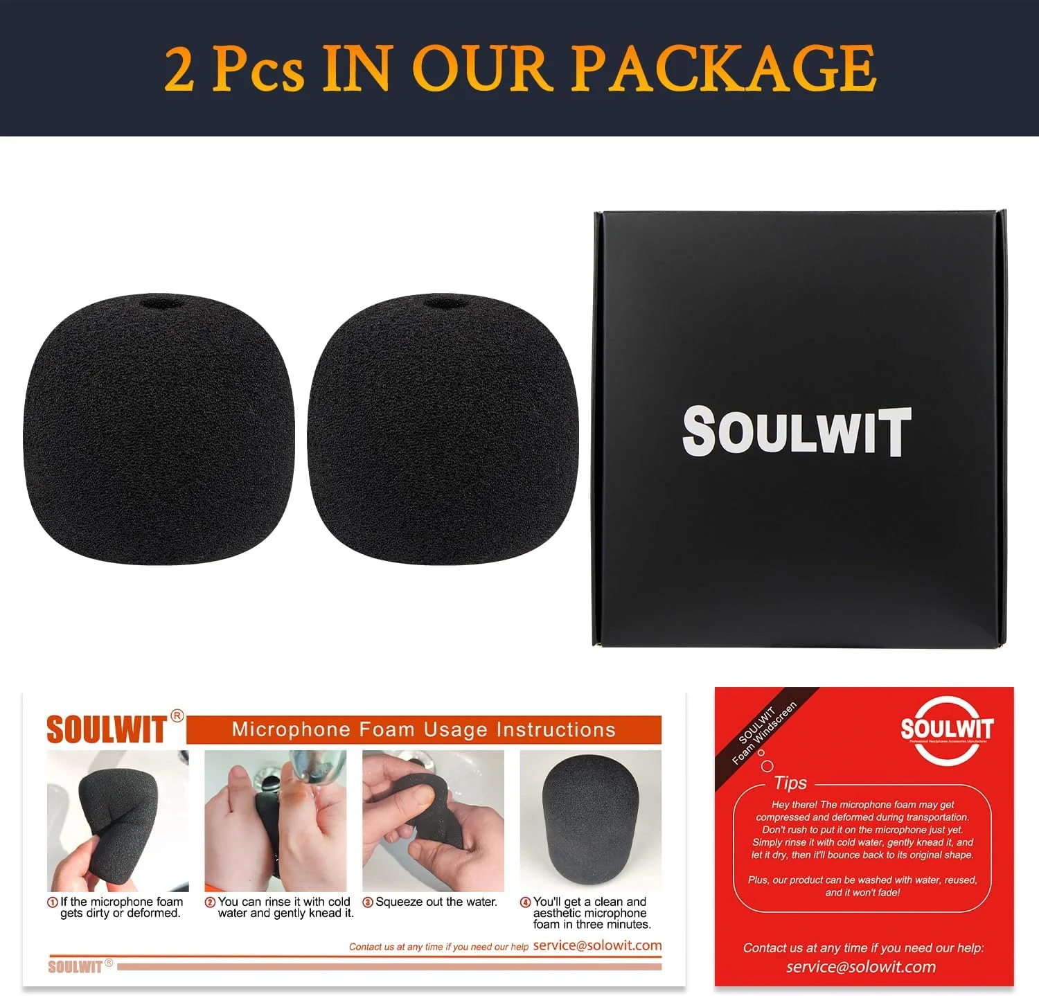 SOULWIT دو عدد فیلتر پاپ میکروفون برای Razer Seiren V3 Mini، محافظ فوم میکروفون، پوشش ضد باد