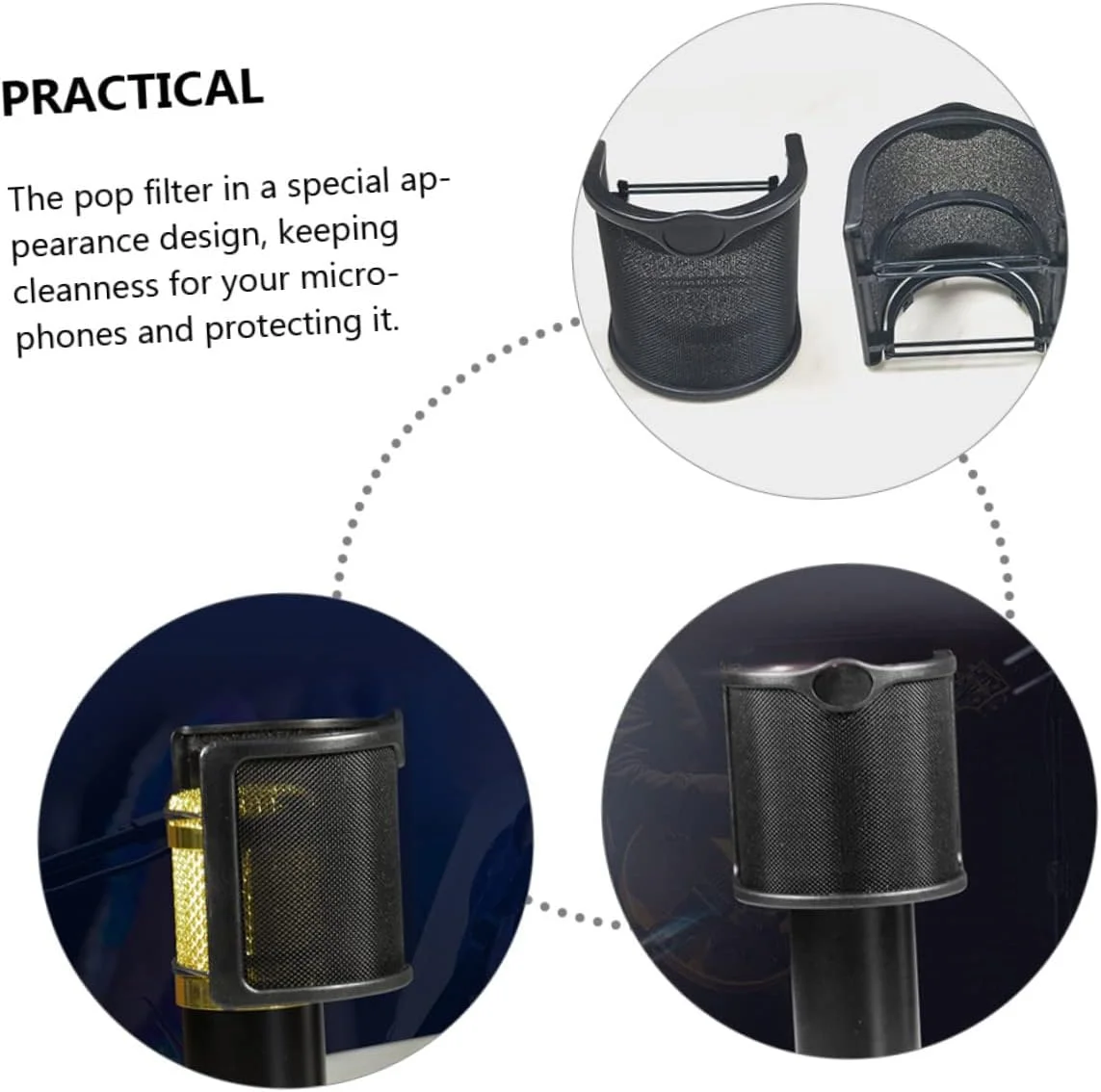 فیلتر توری فلزی ifundom برای میکروفون، محافظ باد دستی میکروفون برای ضبط صدا، عایق صدا و کاهش نویز مناسب برای آواز و ضبط صدا