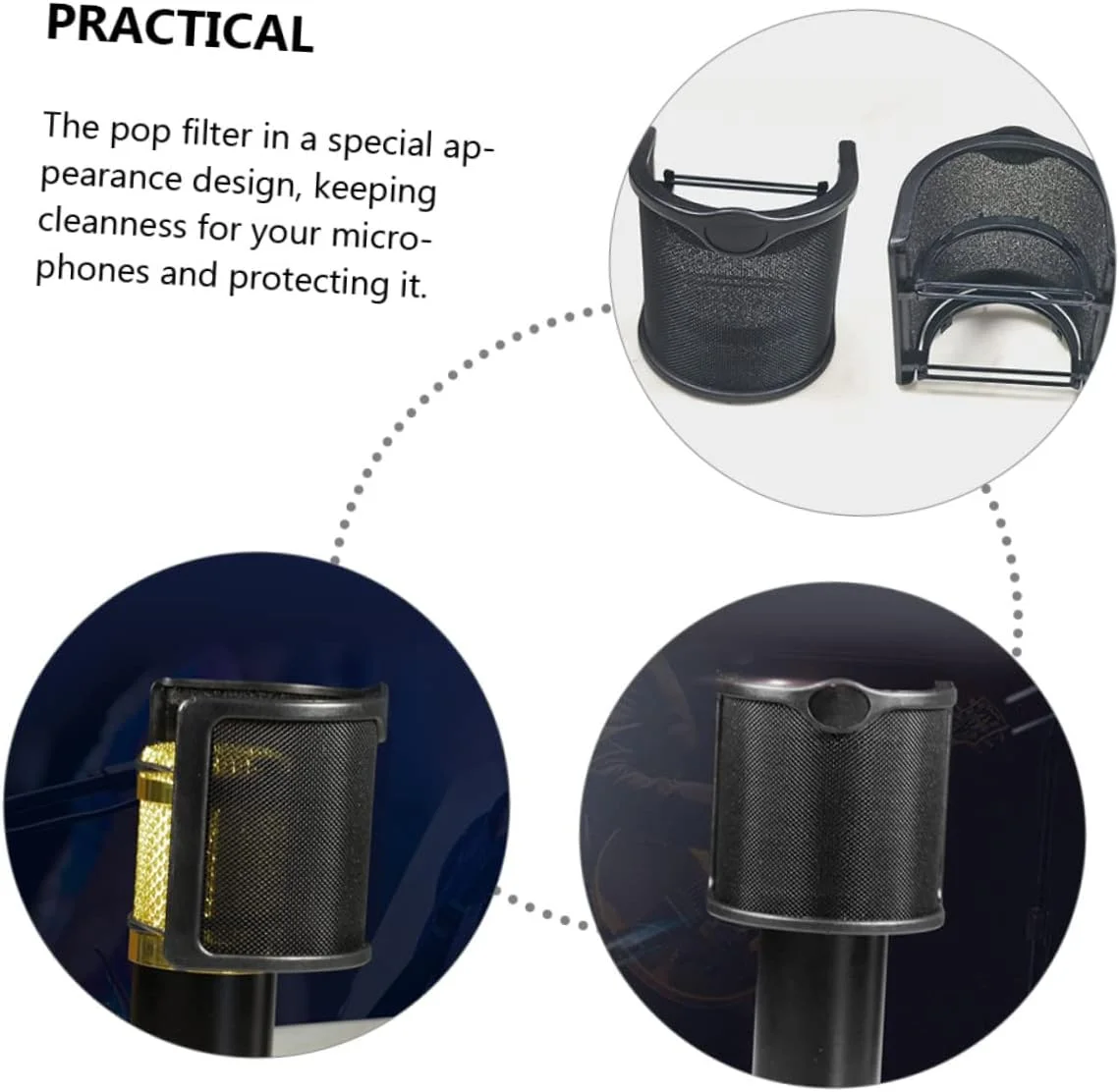 فیلتر میکروفون Abaodam، محافظ باد فلزی دوتایی شکل برای میکروفون ها، محافظت موثر در برابر صدا و تنظیم رطوبت برای ضبط و آواز