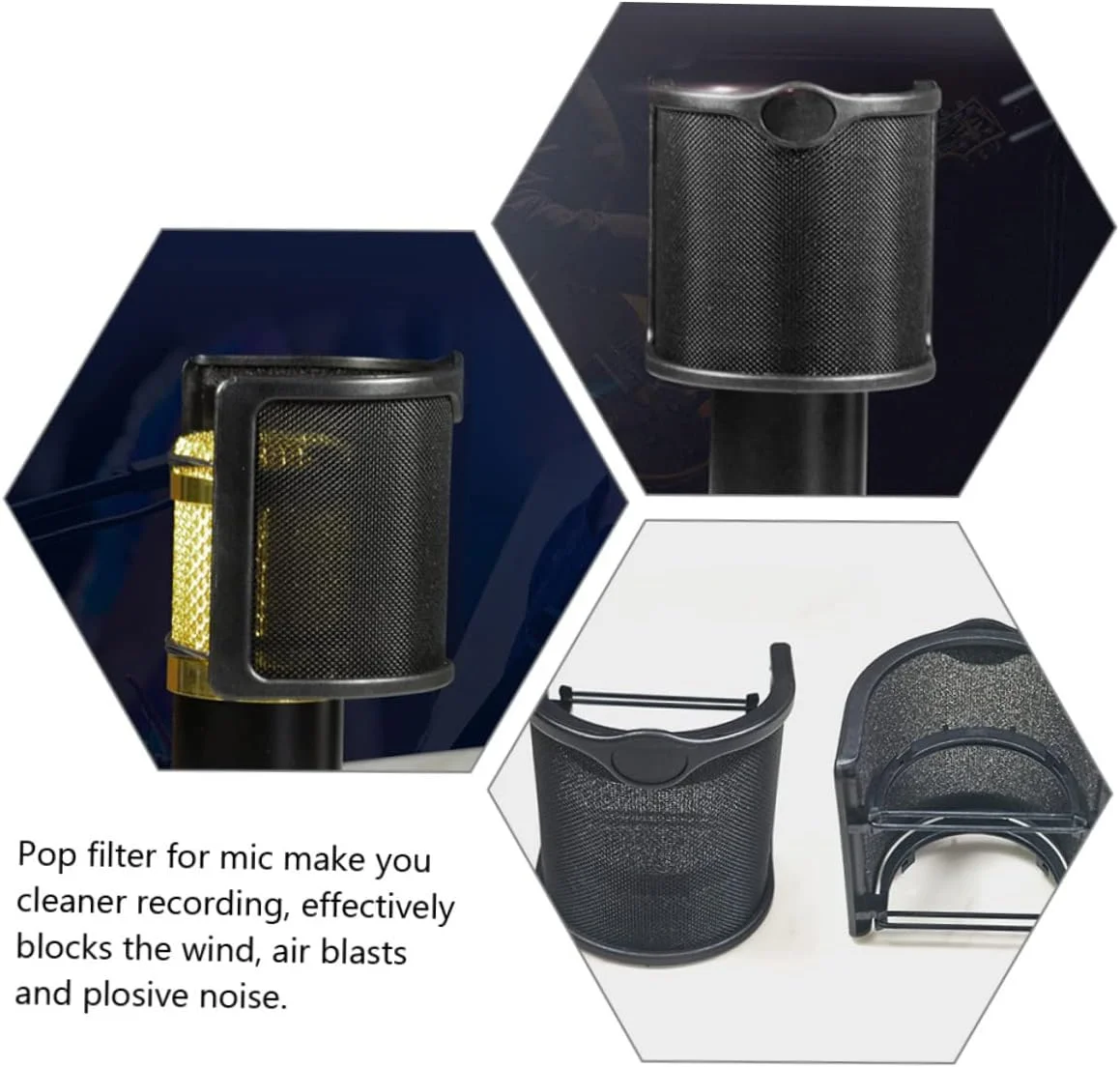 فیلتر میکروفون Abaodam، محافظ باد فلزی دوتایی شکل برای میکروفون ها، محافظت موثر در برابر صدا و تنظیم رطوبت برای ضبط و آواز