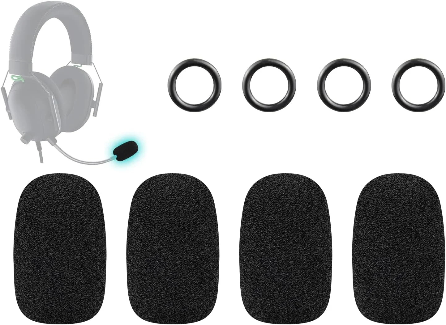 فیلتر پاپ میکروفون SOULWIT بسته 4 عددی برای هدست‌های Razer BlackShark V2/V2 Pro/V2 X، Barracuda X، Kaira/Kaira Pro/Kaira X، Kraken V3 Pro، محافظ فوم میکروفون، ضد باد