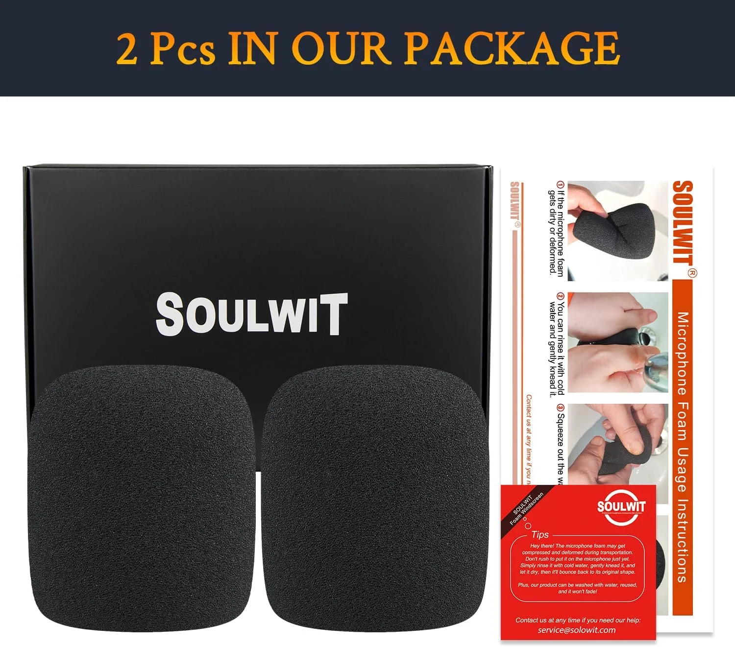 فیلتر پاپ میکروفون SOULWIT بسته 2 عددی برای میکروفون کاندنسر کاردیوئید Audio-Technica ATH ATR2500X-USB، محافظ فوم میکروفون، ضد باد