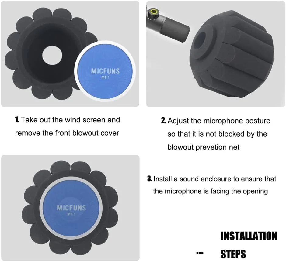 فیلتر پاپ و محافظ باد میکروفون MF2، برش جانبی 45-60 میلیمتری برای میکروفونهای آویزان SM7B، فوم جاذب صدا برای کاهش نویز و انعکاس فیلتر پاپ و محافظ باد میکروفون MF2، برش جانبی 45-60 میلیمتری برای میکروفونهای آویزان SM7B، فوم جاذب صدا برای کاهش نویز و انعکاس