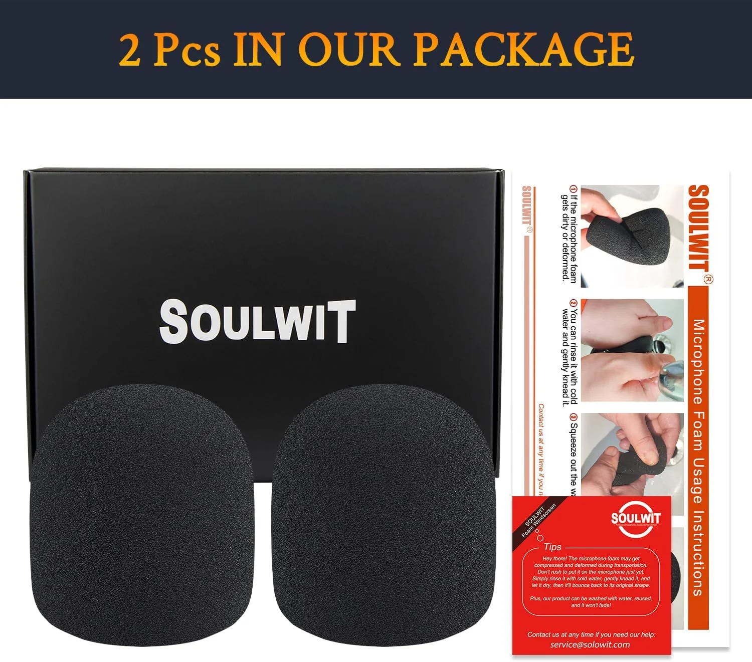 SOULWIT دو عدد فیلتر پاپ میکروفون برای Audio-Technica ATH ATR2100x-USB کاردیوئید داینامیک، محافظ فوم میکروفون پوشش بادگیر