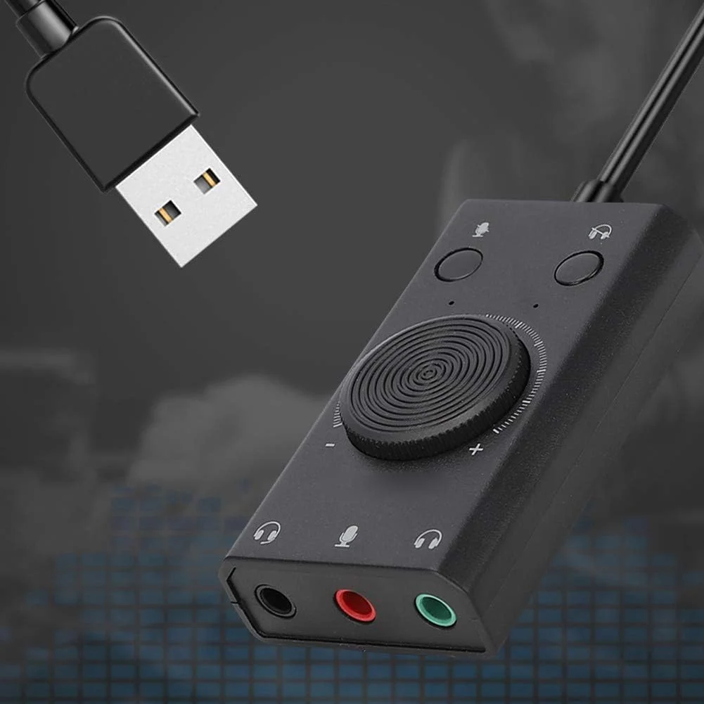 کارت صدای USB مدل SC2 با جک هدفون، تنظیم صدا، کلید قطع صدا، نشانگرهای آبی/قرمز برای گیمرها، مواد فنی بادوام کارت صدای USB مدل SC2 با جک هدفون، تنظیم صدا، کلید قطع صدا، نشانگرهای آبی/قرمز برای گیمرها، مواد فنی بادوام