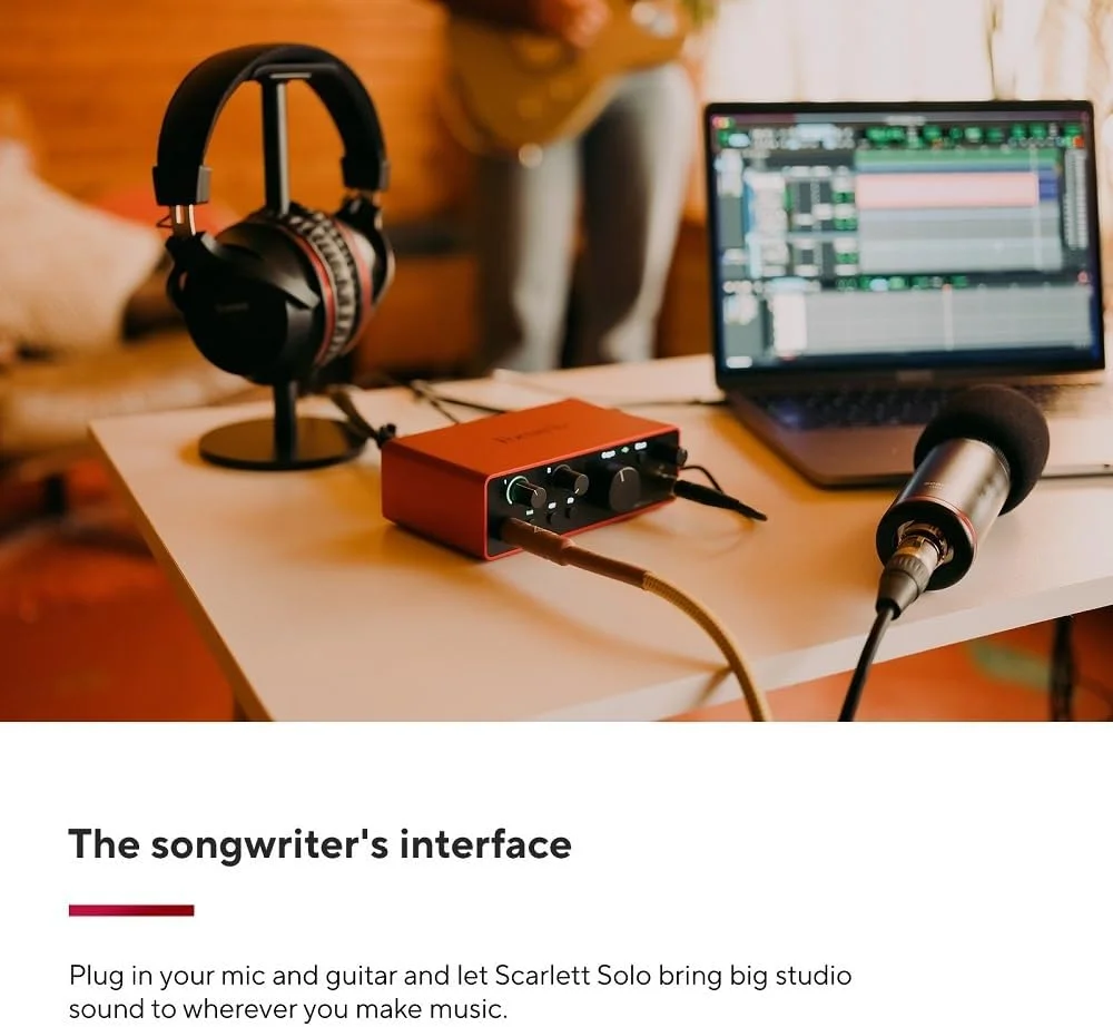 کارت صدای USB Focusrite Scarlett Solo نسل 4 برای گیتاریستها، خوانندهها و تهیهکنندگان — ضبط با کیفیت استودیویی HiFi به همراه تمام نرمافزارهایی که برای ضبط نیاز دارید کارت صدای USB Focusrite Scarlett Solo نسل 4 برای گیتاریستها، خوانندهها و تهیهکنندگان — ضبط با کیفیت استودیویی HiFi به همراه تمام نرمافزارهایی که برای ضبط نیاز دارید