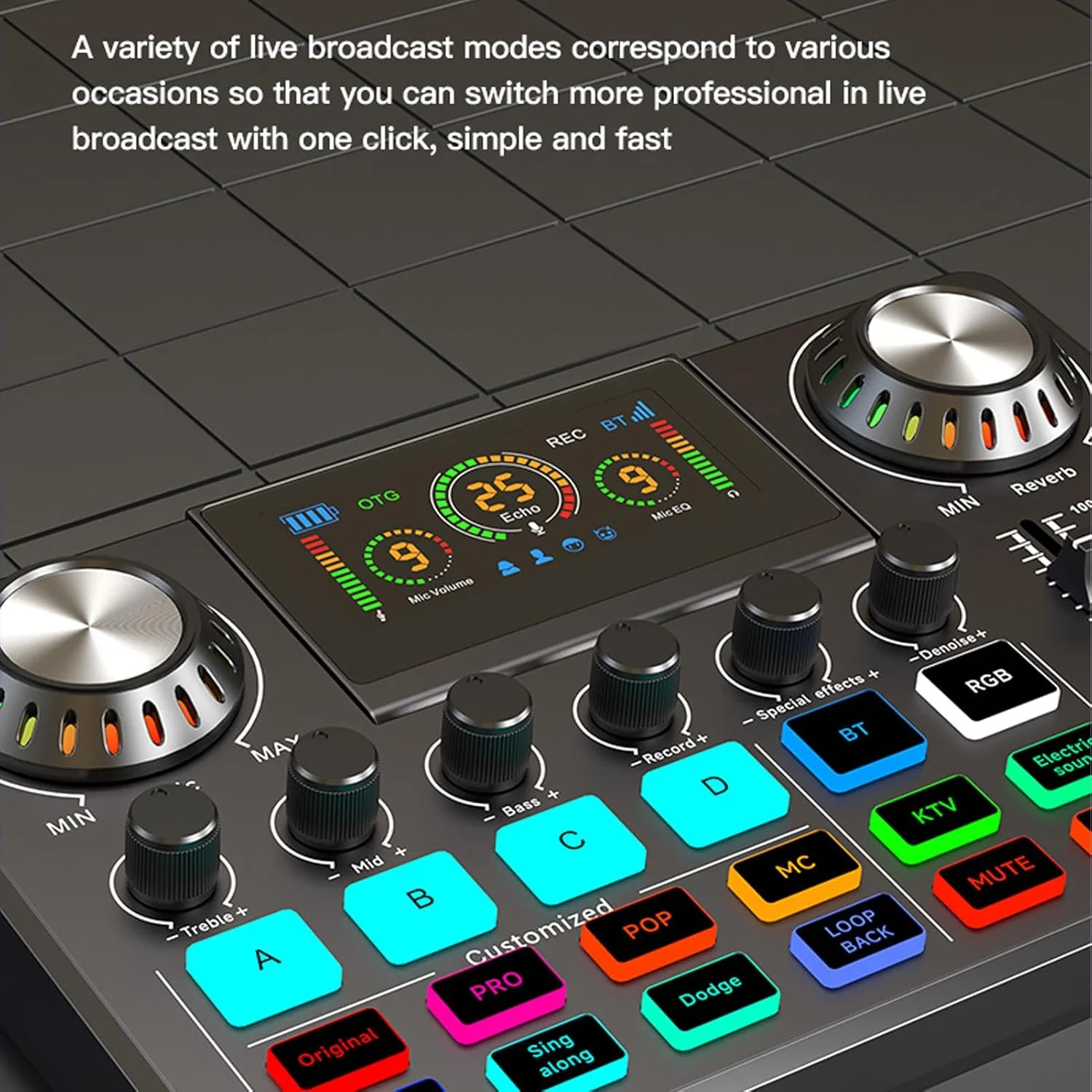 کارت صدای زنده Fockety، میکسر صدا، صفحه نمایش LED قابل تنظیم، نورهای RGB، میکسر صدا با تغییر دهنده صدا، کارت صدا برای تلفن همراه، کامپیوتر، میکروفون کارت صدای زنده Fockety، میکسر صدا، صفحه نمایش LED قابل تنظیم، نورهای RGB، میکسر صدا با تغییر دهنده صدا، کارت صدا برای تلفن همراه، کامپیوتر، میکروفون