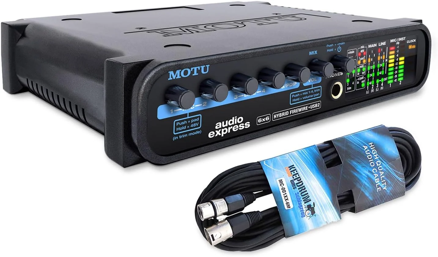 اینترفیس صوتی 6x6 کانال Motu Audio Express Hybrid Firewire USB Standalone به همراه کابل XLR کیپ درام اینترفیس صوتی 6x6 کانال Motu Audio Express Hybrid Firewire USB Standalone به همراه کابل XLR کیپ درام