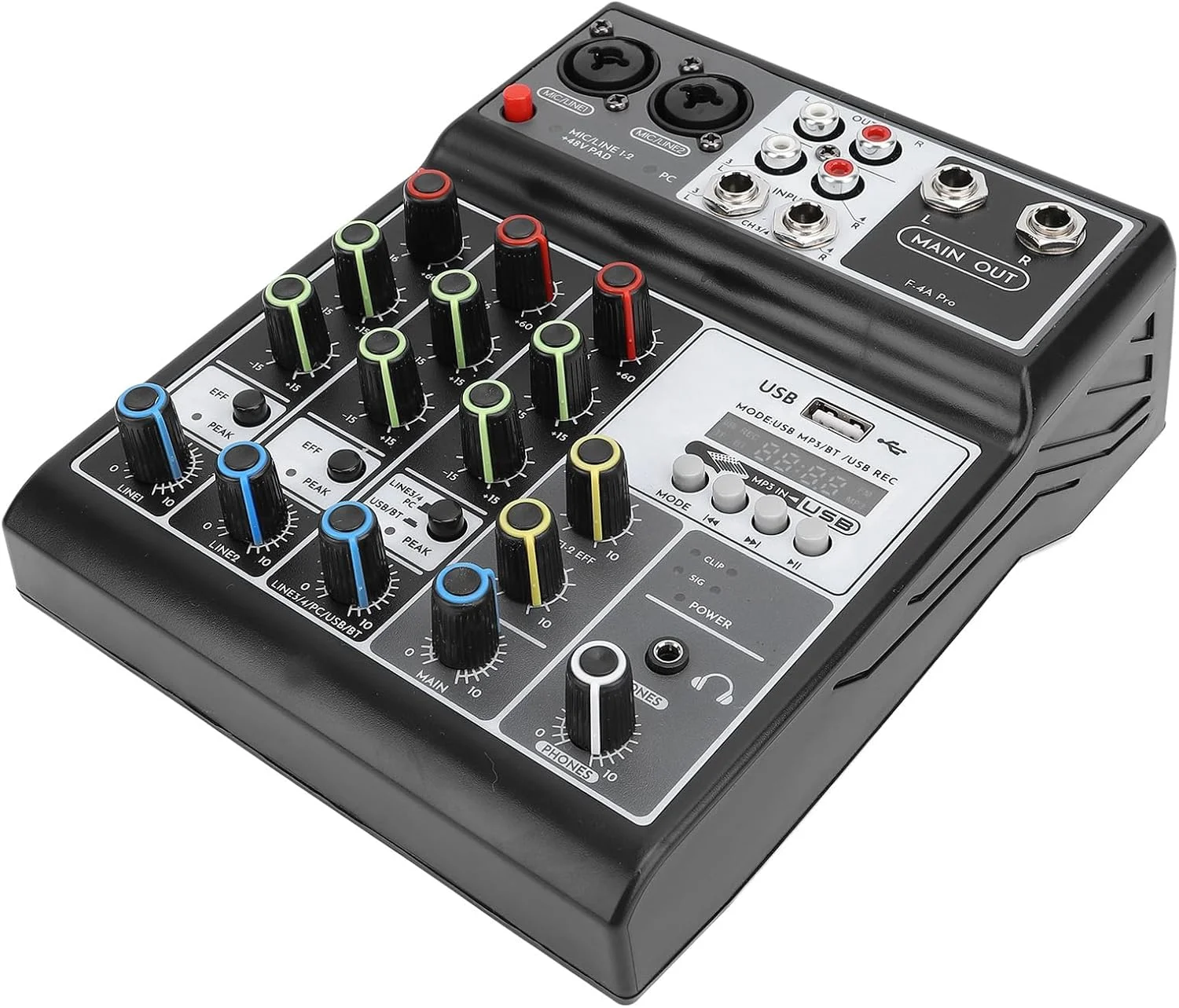 میکسر صدا و سیستم کنترل موسیقی Eujgoov MP3 - میکسر برای اجرای زنده، پادکست و تجهیزات صحنه، مناسب برای میزبان موسیقی (دوشاخه EU) میکسر صدا و سیستم کنترل موسیقی Eujgoov MP3 - میکسر برای اجرای زنده، پادکست و تجهیزات صحنه، مناسب برای میزبان موسیقی (دوشاخه EU)