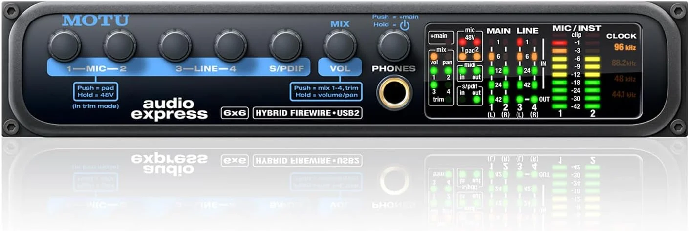 اینترفیس صوتی 6x6 کانال Motu Audio Express Hybrid Firewire USB Standalone به همراه کابل XLR کیپ درام اینترفیس صوتی 6x6 کانال Motu Audio Express Hybrid Firewire USB Standalone به همراه کابل XLR کیپ درام