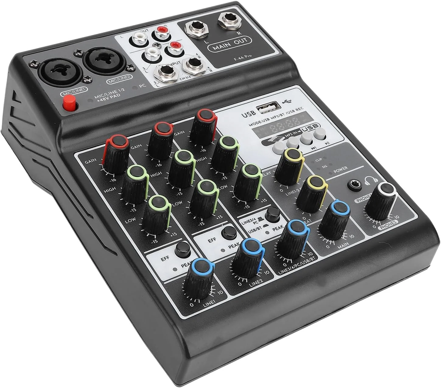 میکسر صدا و سیستم کنترل موسیقی Eujgoov MP3 - میکسر برای اجرای زنده، پادکست و تجهیزات صحنه، مناسب برای میزبان موسیقی (دوشاخه EU) میکسر صدا و سیستم کنترل موسیقی Eujgoov MP3 - میکسر برای اجرای زنده، پادکست و تجهیزات صحنه، مناسب برای میزبان موسیقی (دوشاخه EU)