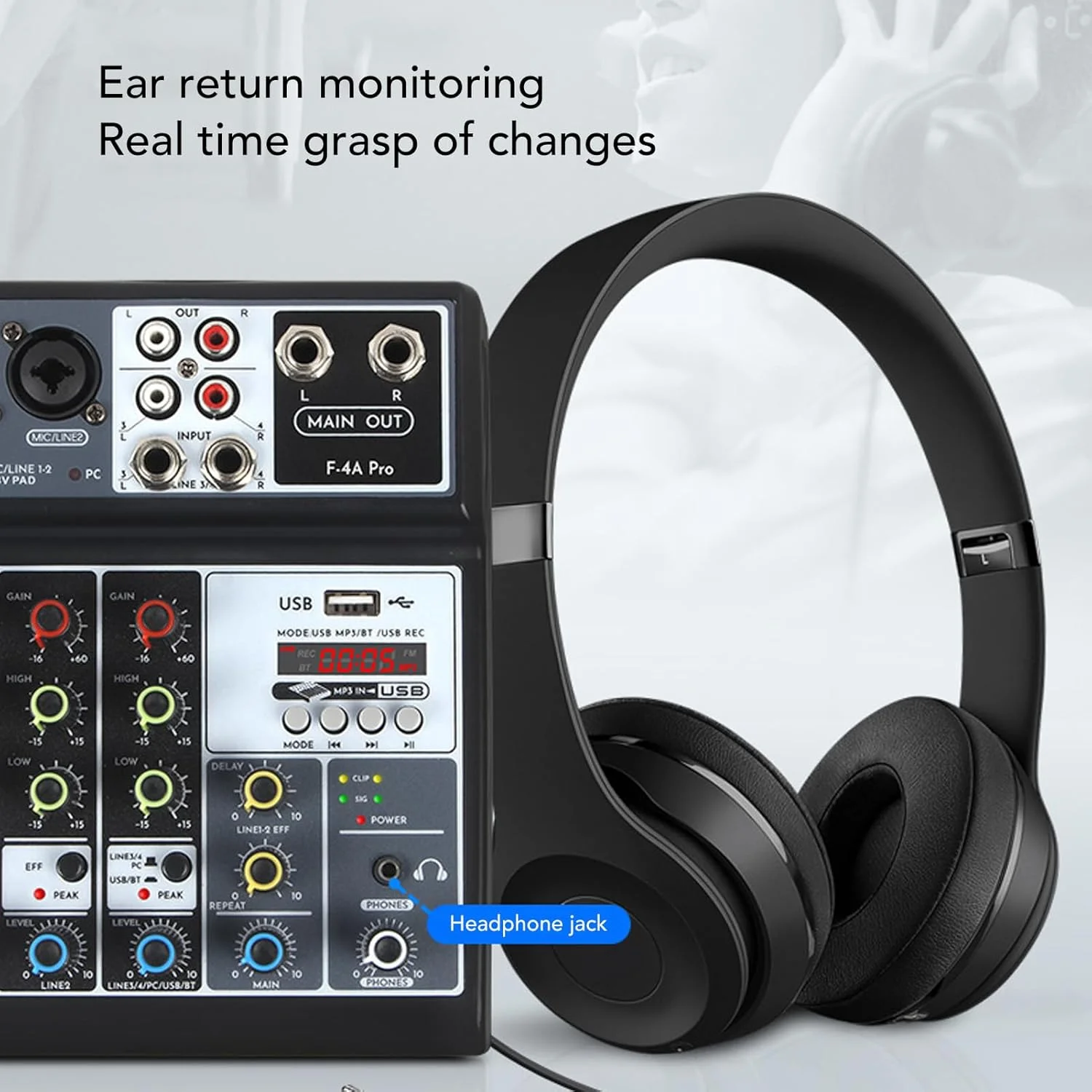 میکسر صدا و سیستم کنترل موسیقی Eujgoov MP3 - میکسر برای اجرای زنده، پادکست و تجهیزات صحنه، مناسب برای میزبان موسیقی (دوشاخه EU) میکسر صدا و سیستم کنترل موسیقی Eujgoov MP3 - میکسر برای اجرای زنده، پادکست و تجهیزات صحنه، مناسب برای میزبان موسیقی (دوشاخه EU)