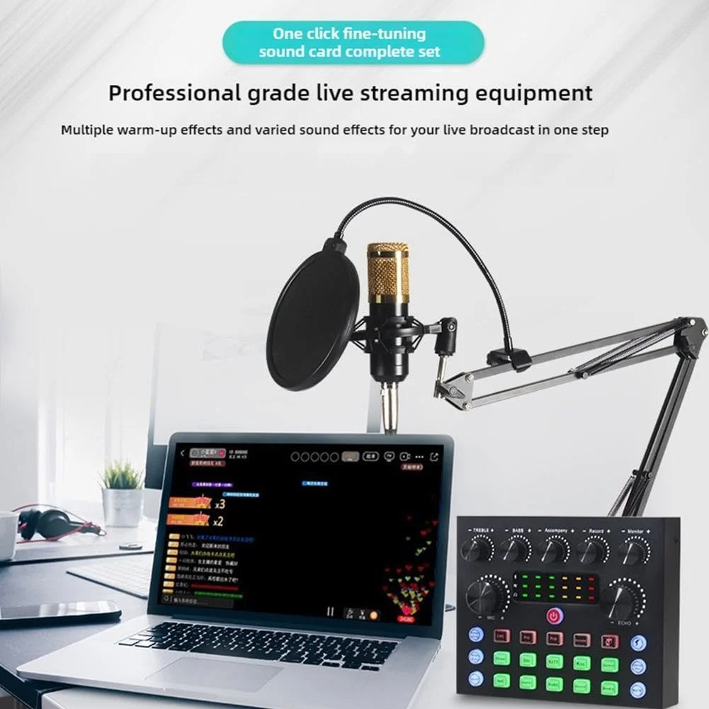 ست تجهیزات پادکست، رابط صوتی با تغییر صدا و میکروفون کندانسور، پایه ضبط کامپیوتر، لوازم جانبی پخش زنده، ایده آل برای ضبط، آواز خواندن و بازی (M8) ست تجهیزات پادکست، رابط صوتی با تغییر صدا و میکروفون کندانسور، پایه ضبط کامپیوتر، لوازم جانبی پخش زنده، ایده آل برای ضبط، آواز خواندن و بازی (M8)